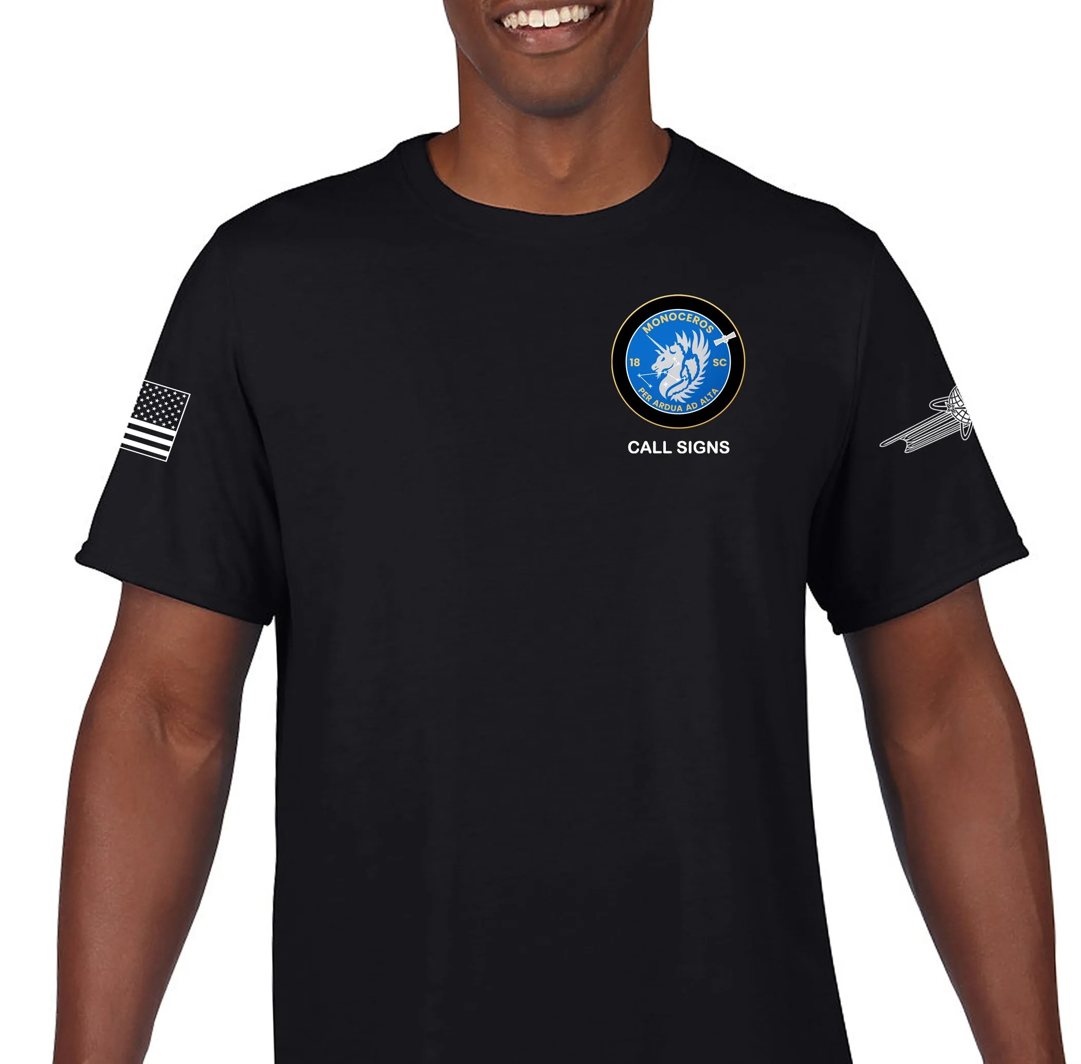 18th Monoceros Unisex Performance Short Sleeve PT Shirt (Feels like Cotton). This shirt IS approved for PT.