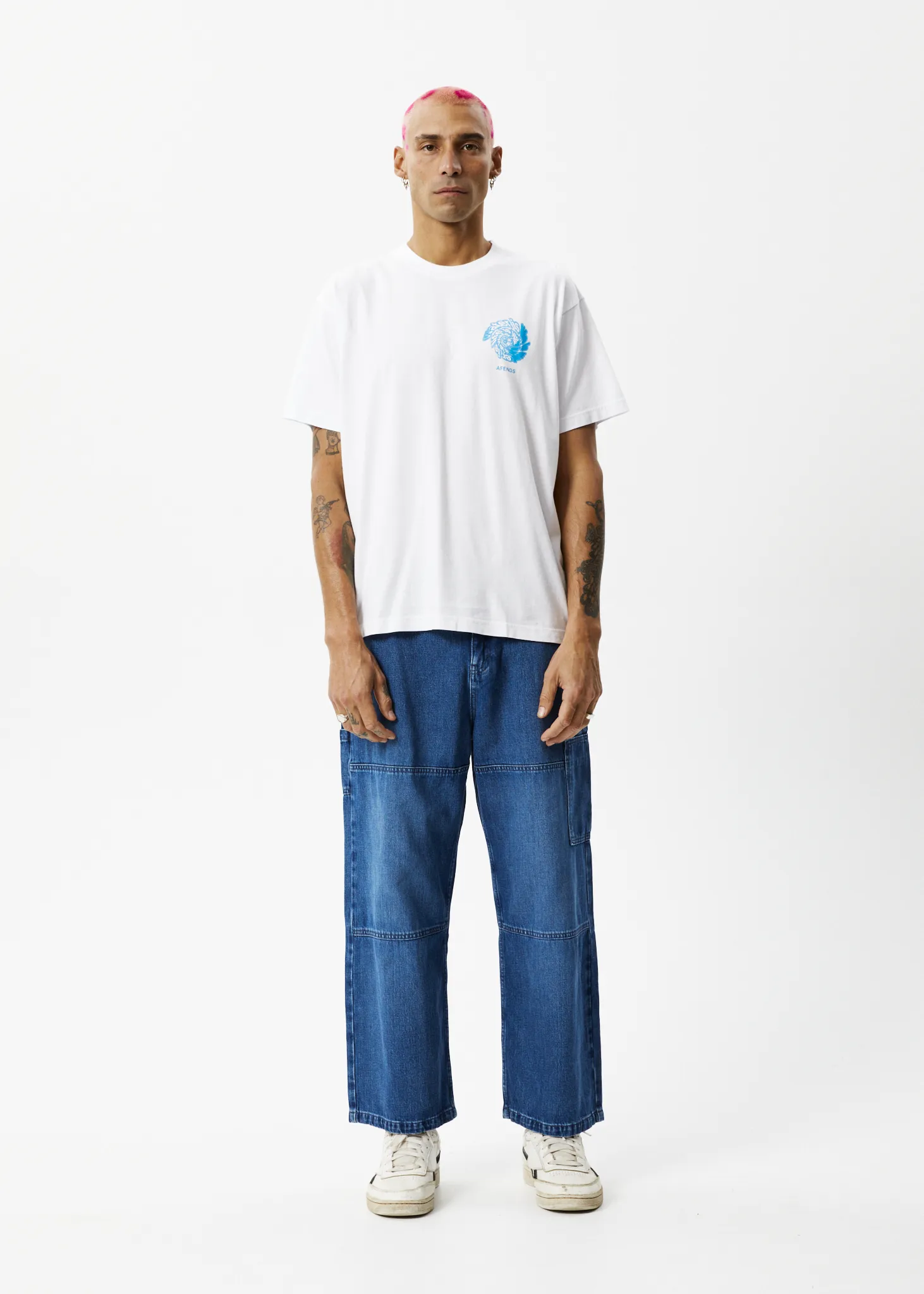 AFENDS Mens Whirlwood - Boxy Graphic T-Shirt - White