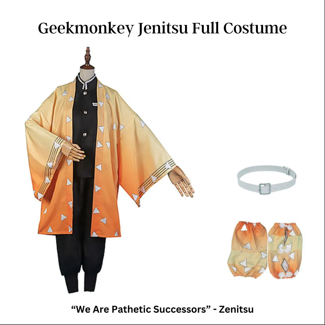 Agatsuma Zenitsu Cosplay Costume | Kimono Haori Uniform with Belt [No Wig] [Size M]