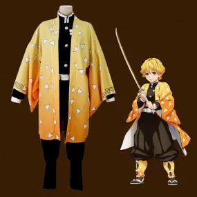Agatsuma Zenitsu Cosplay Costume | Kimono Haori Uniform with Belt [No Wig] [Size M]