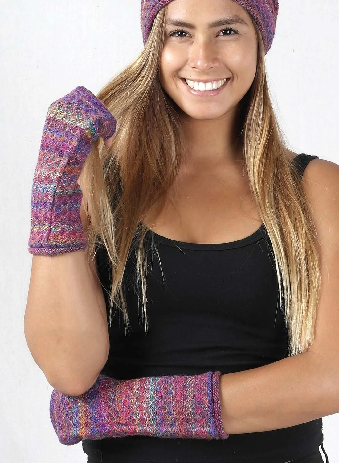 Alpaca Fingerless Gloves- Mosaic