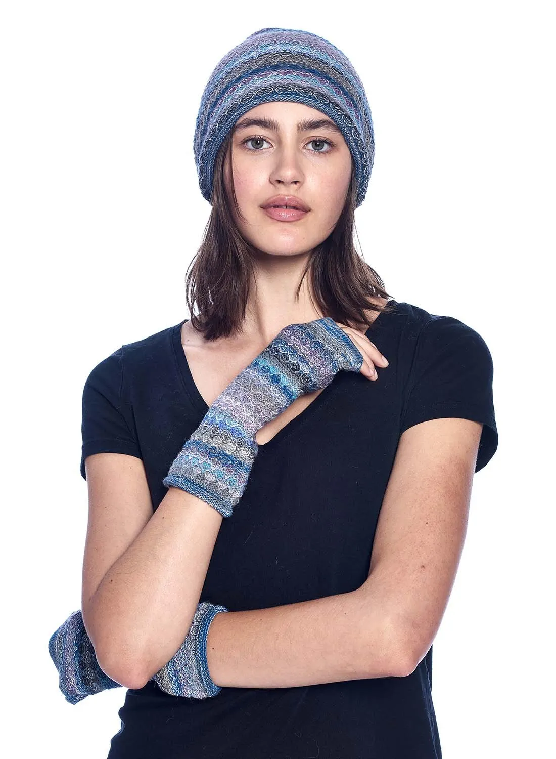 Alpaca Fingerless Gloves- Mosaic