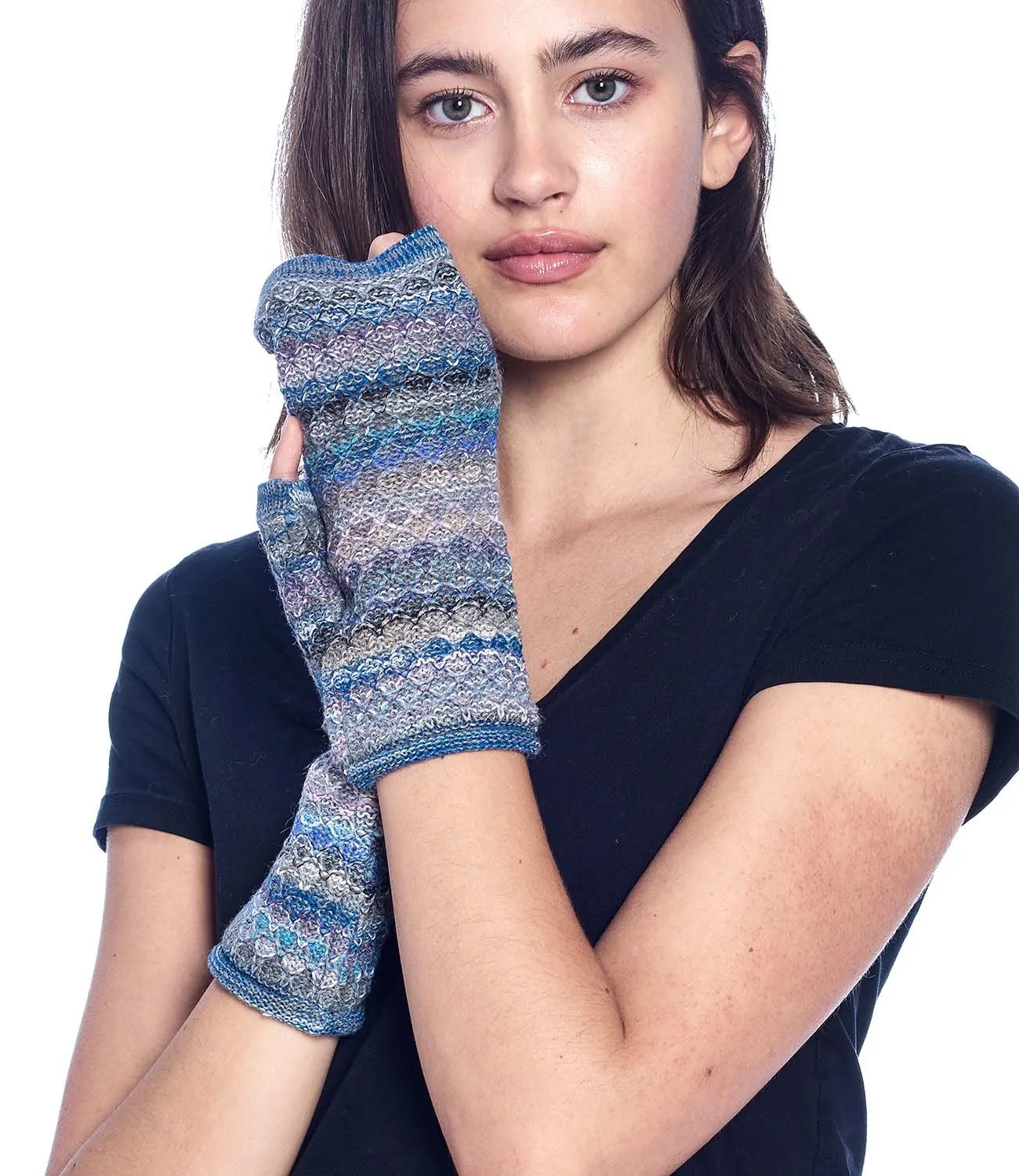 Alpaca Fingerless Gloves- Mosaic