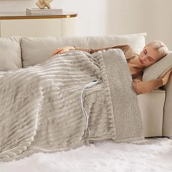 Bedsure Electric Heated Thick Striped Blanket