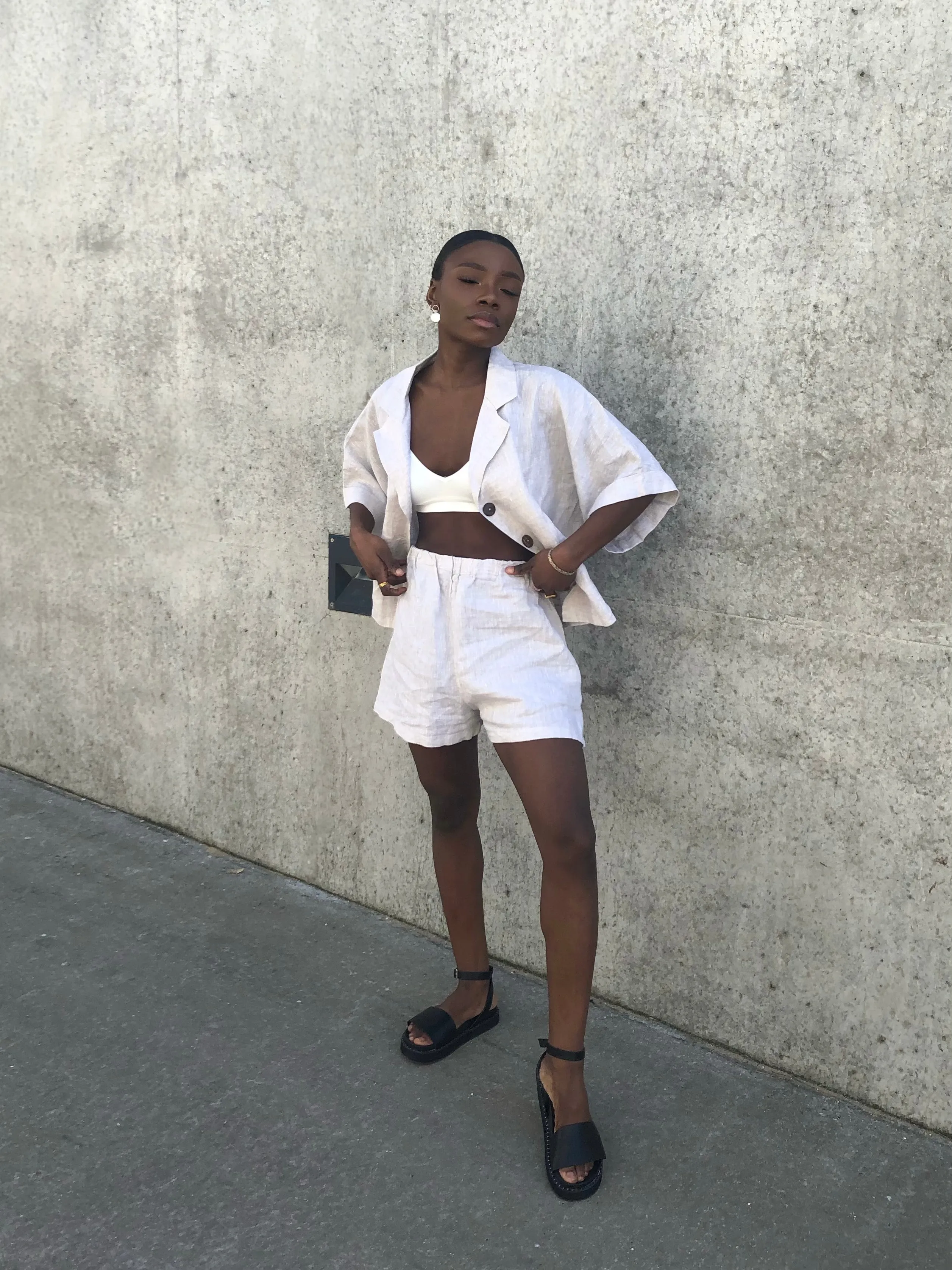 Beige Linen Summer Co-ord Short Set