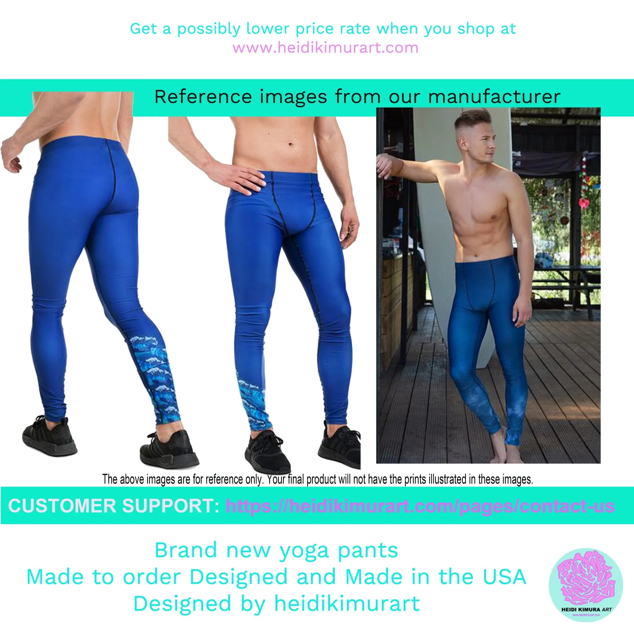 Black Floral Print Men's Leggings, Classic Flower Print Best Designer Compression Tights For Men-Made in USA/EU/MX