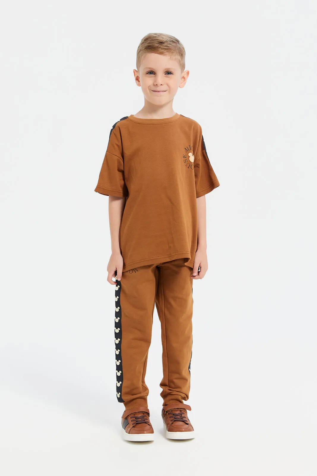 Boys Brown Mickey Mouse Jog Pants