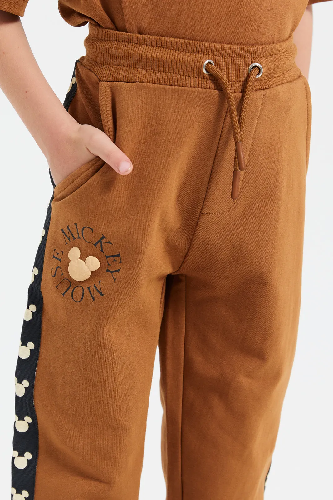 Boys Brown Mickey Mouse Jog Pants