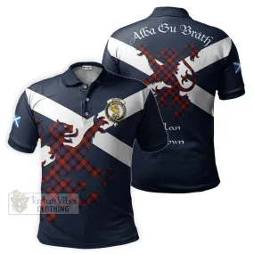 Brown (Broun) Tartan Lion Rampant Polo Shirt Proudly Display Your Heritage with Alba Gu Brath and Clan Name