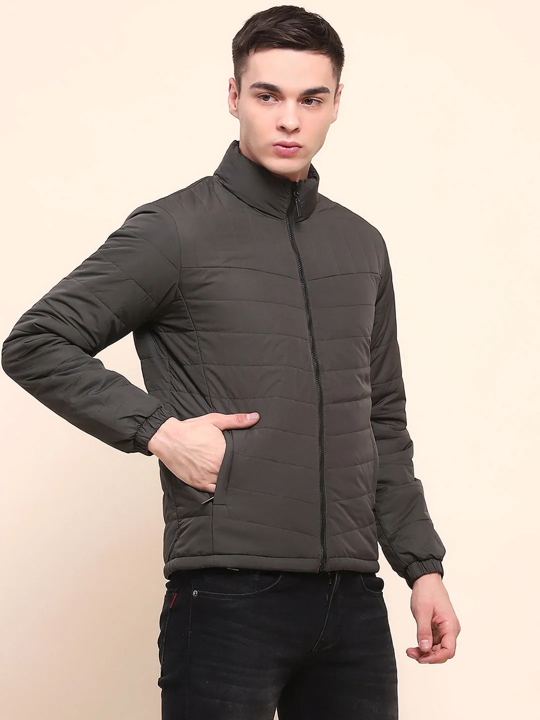 Camla Barcelona Zipper Brown Quilted Jacket