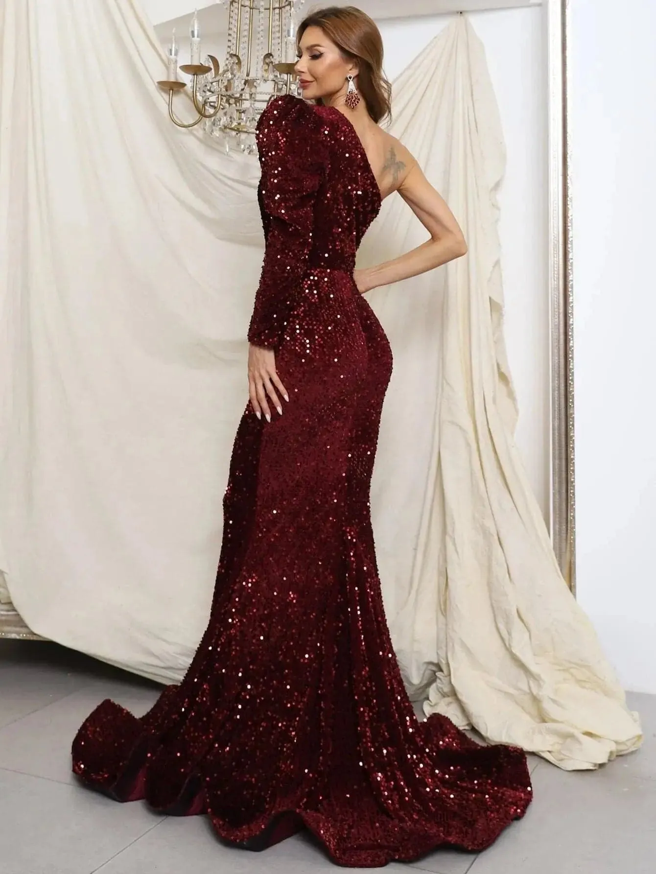 Cutout Black Mermaid Dress M0803