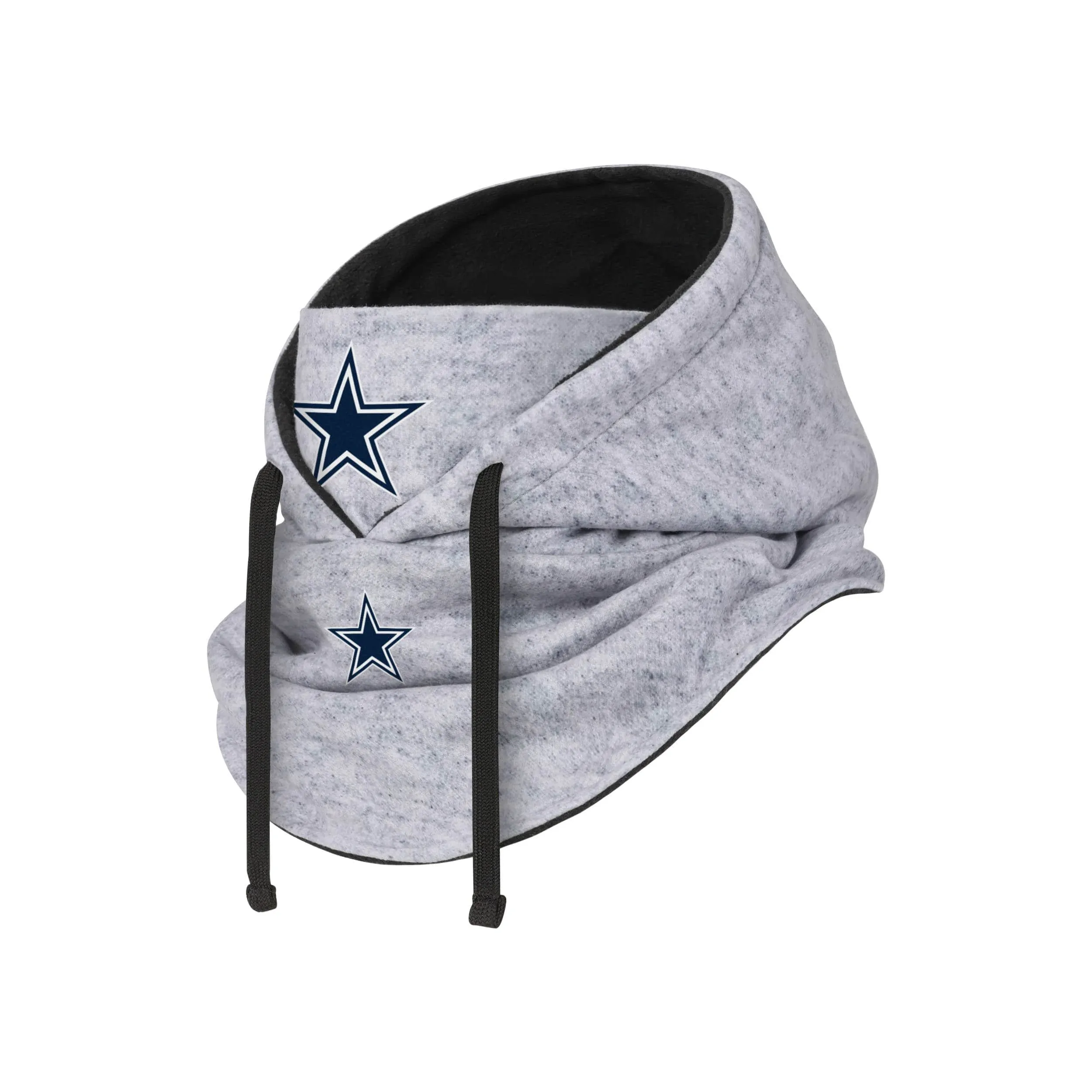 Dallas Cowboys NFL Heather Gray Drawstring Hooded Gaiter Scarf