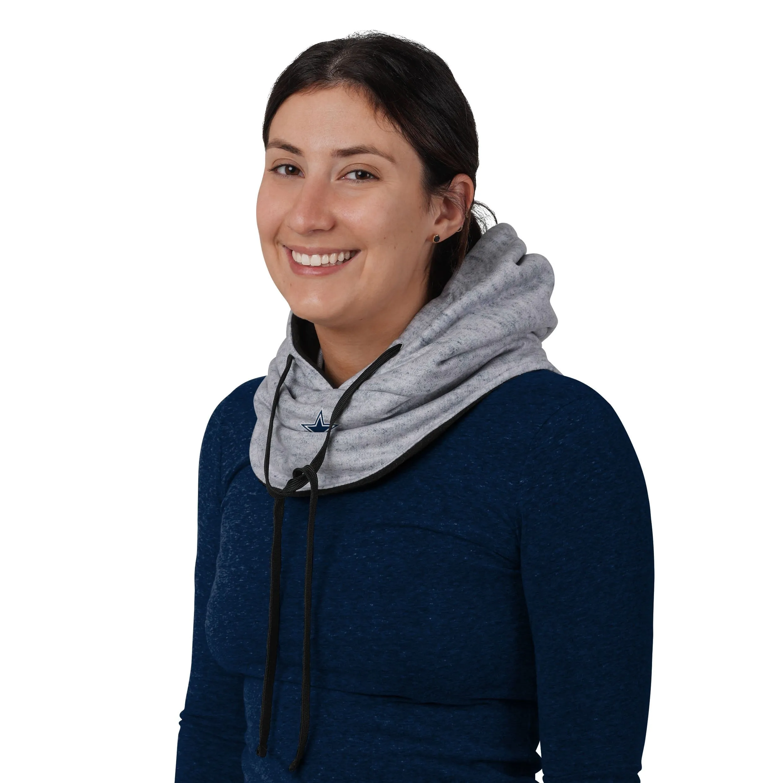 Dallas Cowboys NFL Heather Gray Drawstring Hooded Gaiter Scarf