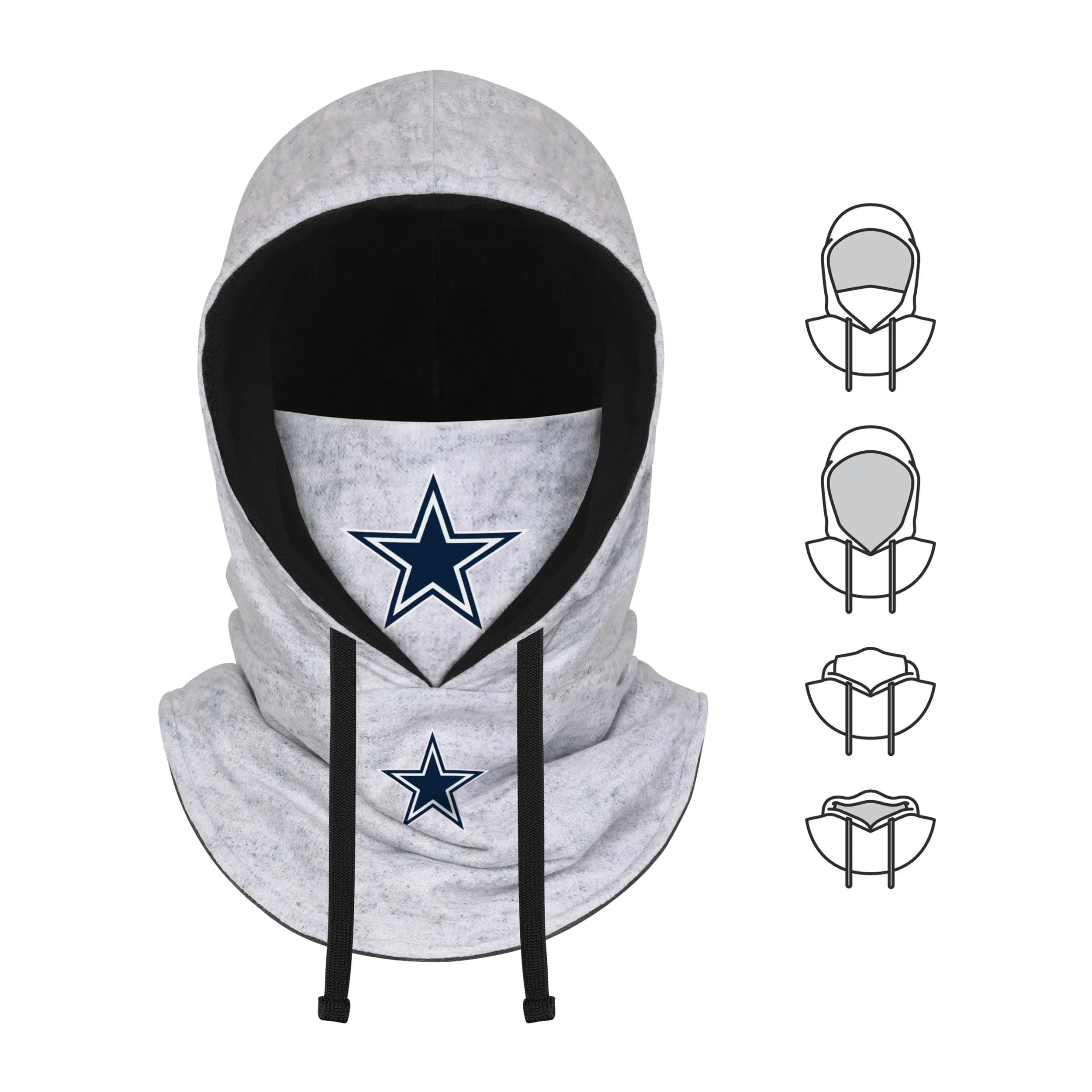 Dallas Cowboys NFL Heather Gray Drawstring Hooded Gaiter Scarf