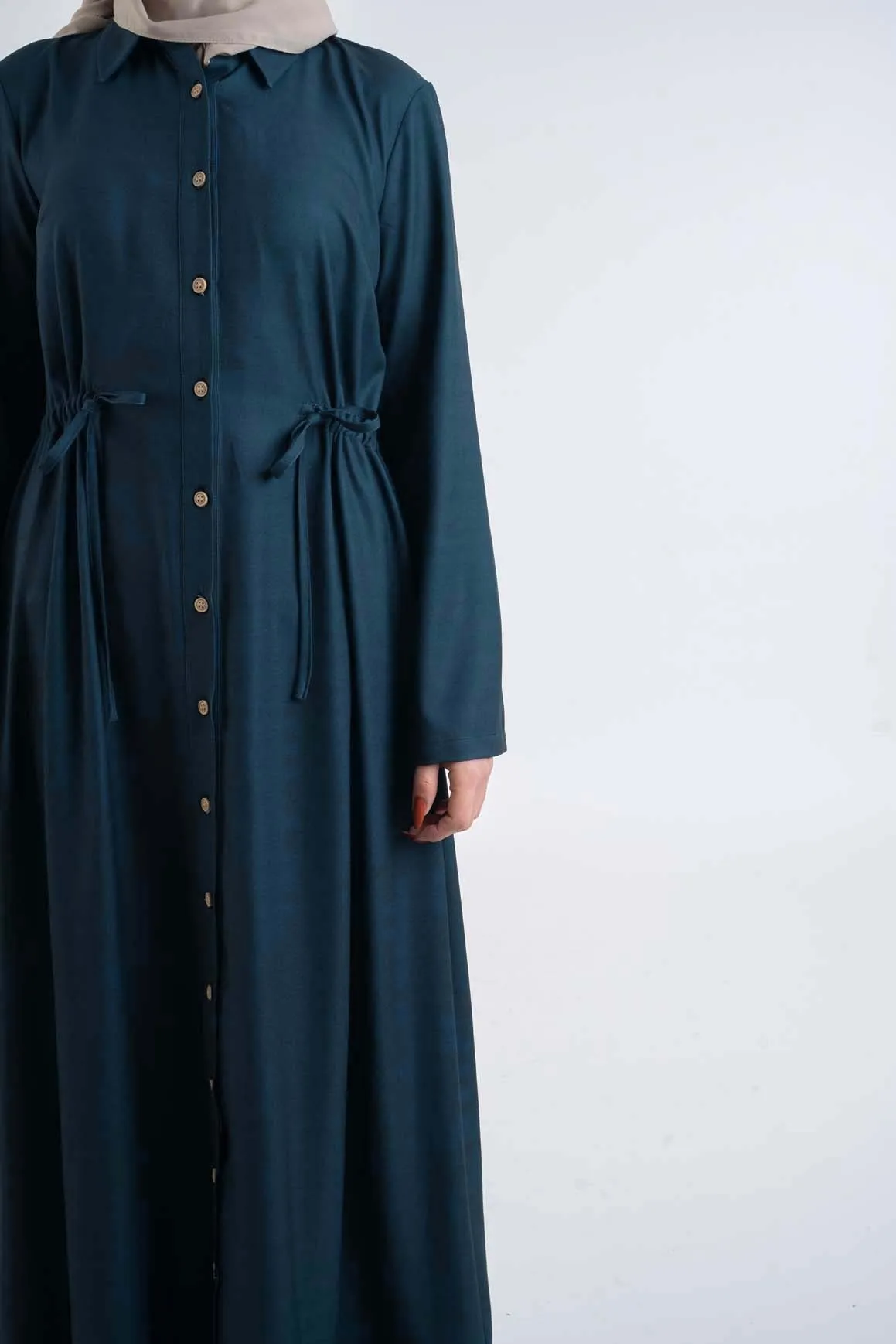 Dark blue shirt dress-Abaya Fashion