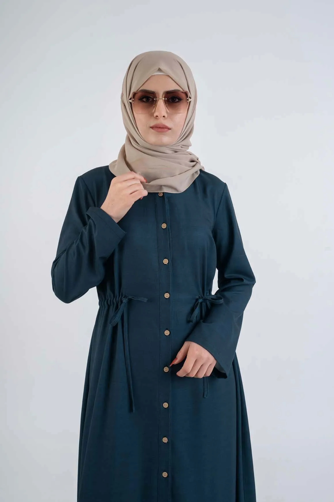 Dark blue shirt dress-Abaya Fashion