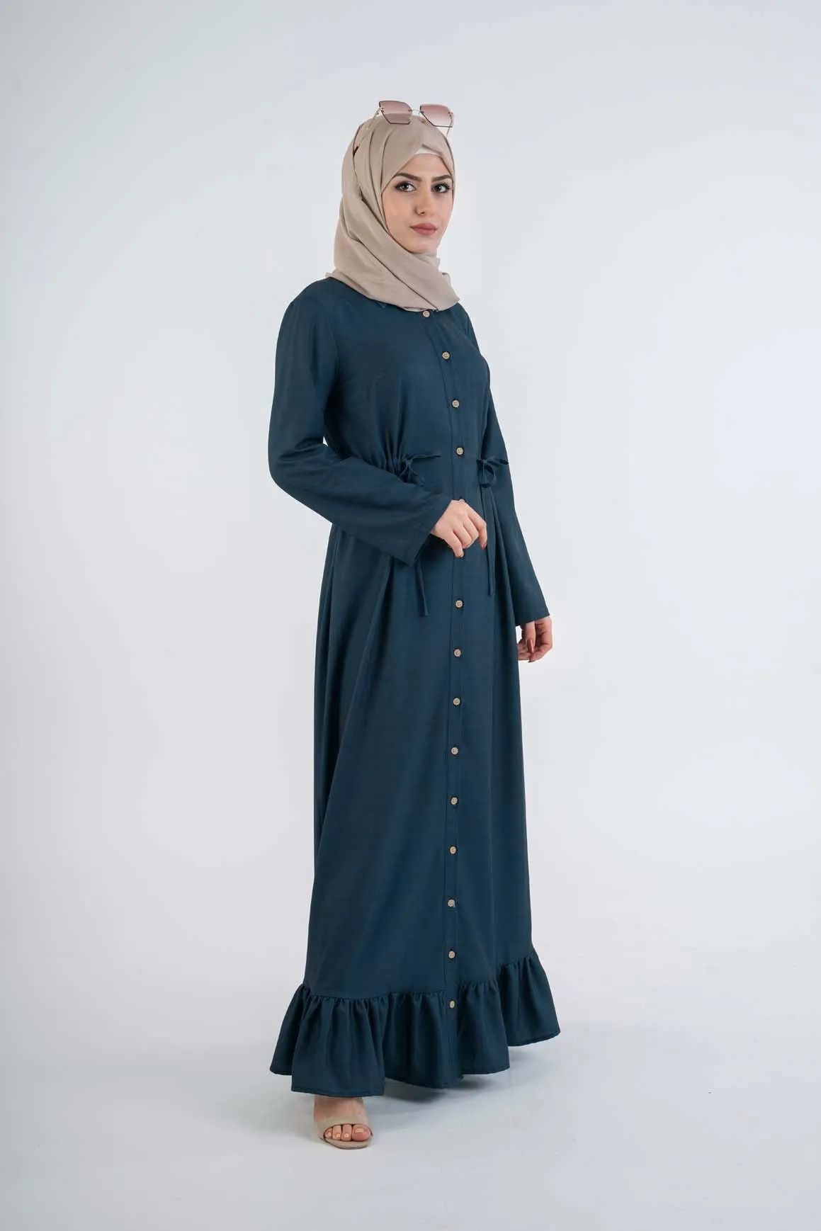 Dark blue shirt dress-Abaya Fashion