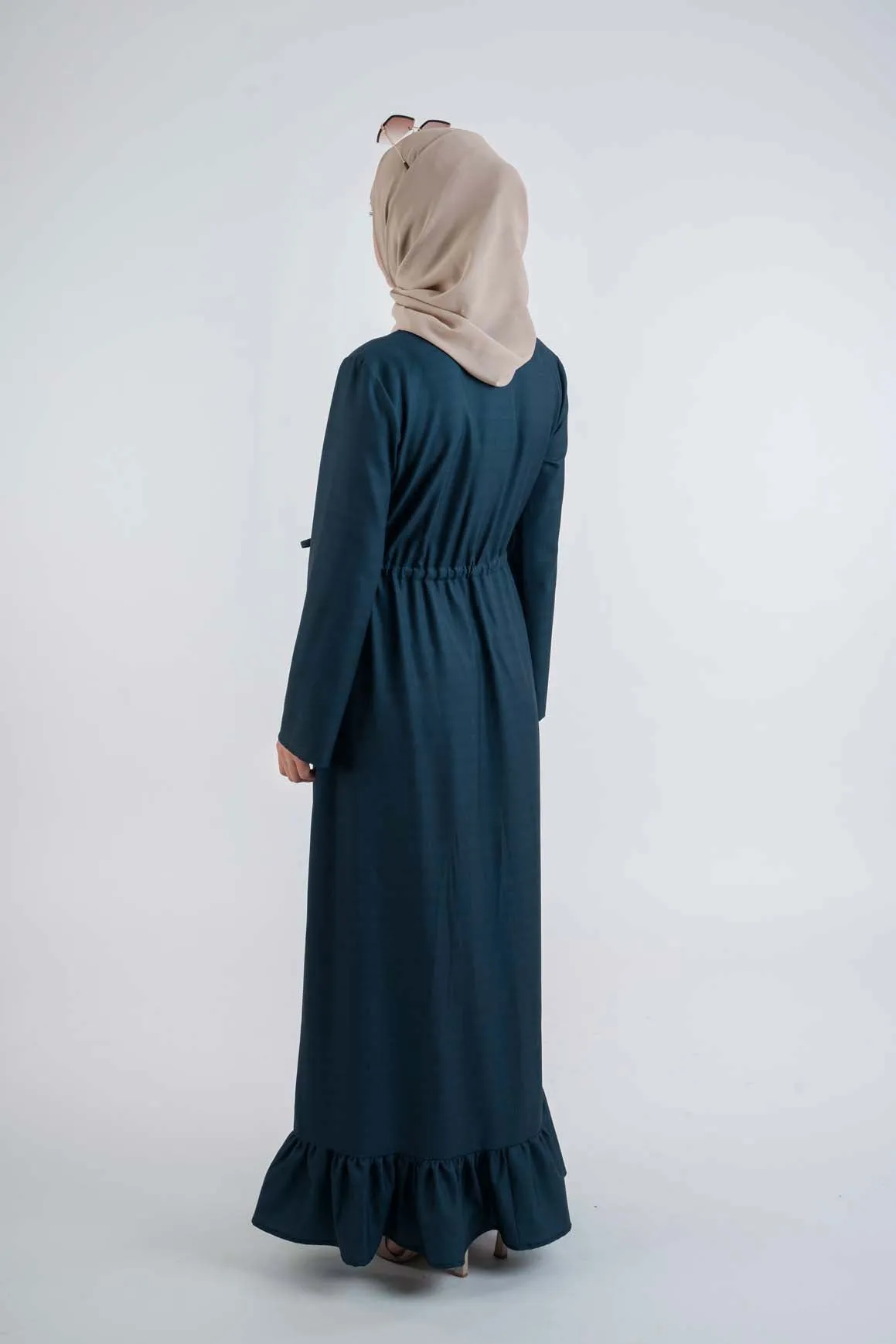 Dark blue shirt dress-Abaya Fashion