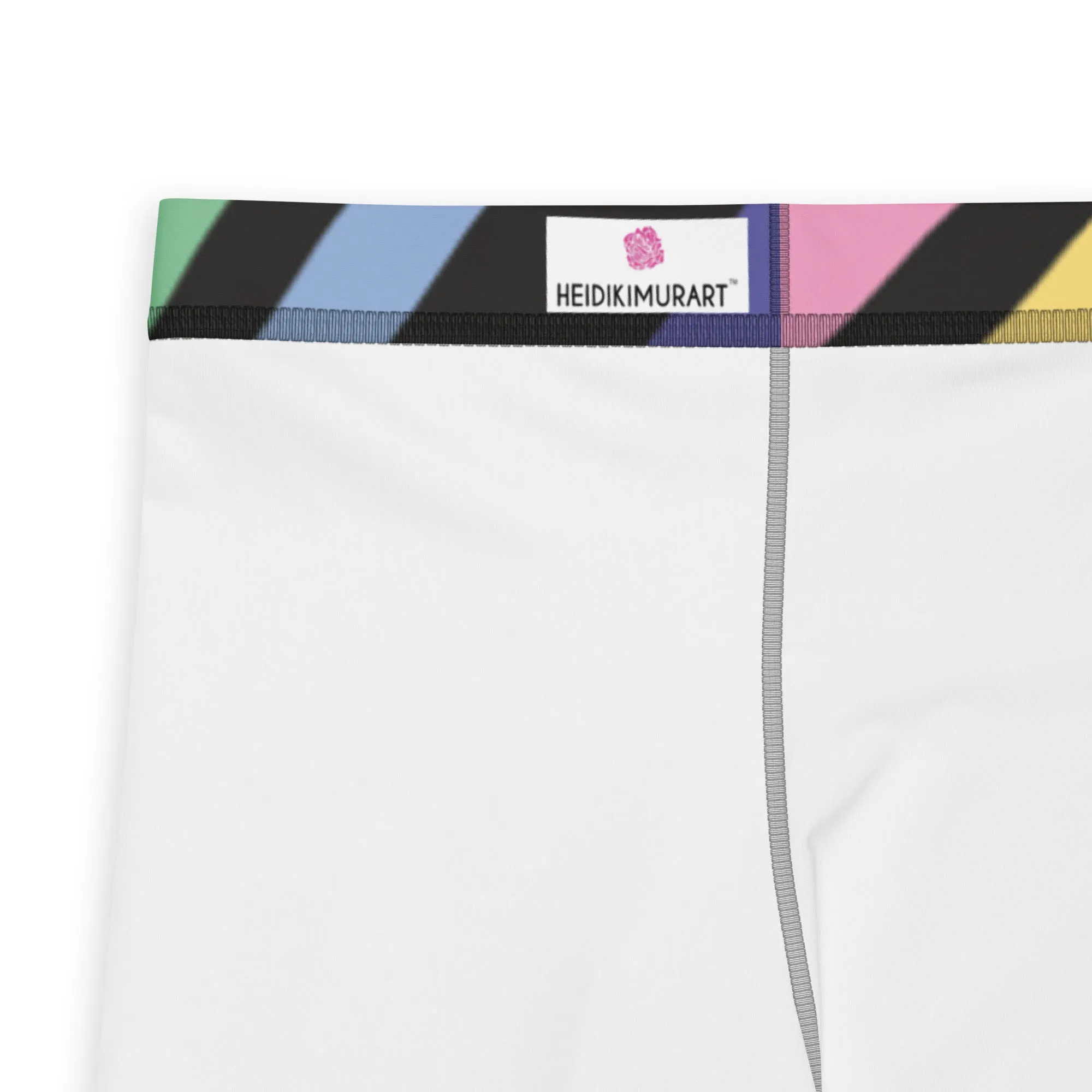Diagonal Striped Rainbow Men's Leggings, Colorful Best Compression Tights For Men - Made in USA/EU/MX