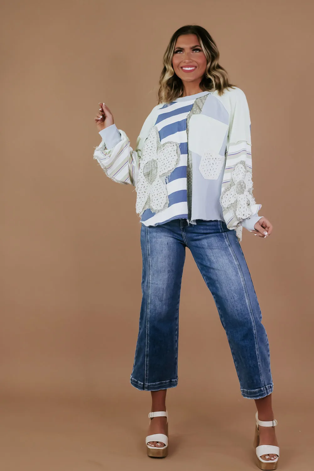Double Button High Rise Front Seam Detail Jeans, RISEN