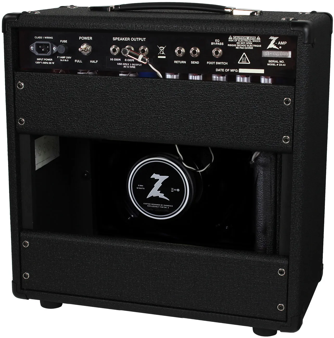 Dr. Z Z-Plus 1x12 Studio Combo, Black, ZW Grille