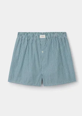 Forest Green Stripe Cotton Boxer Shorts