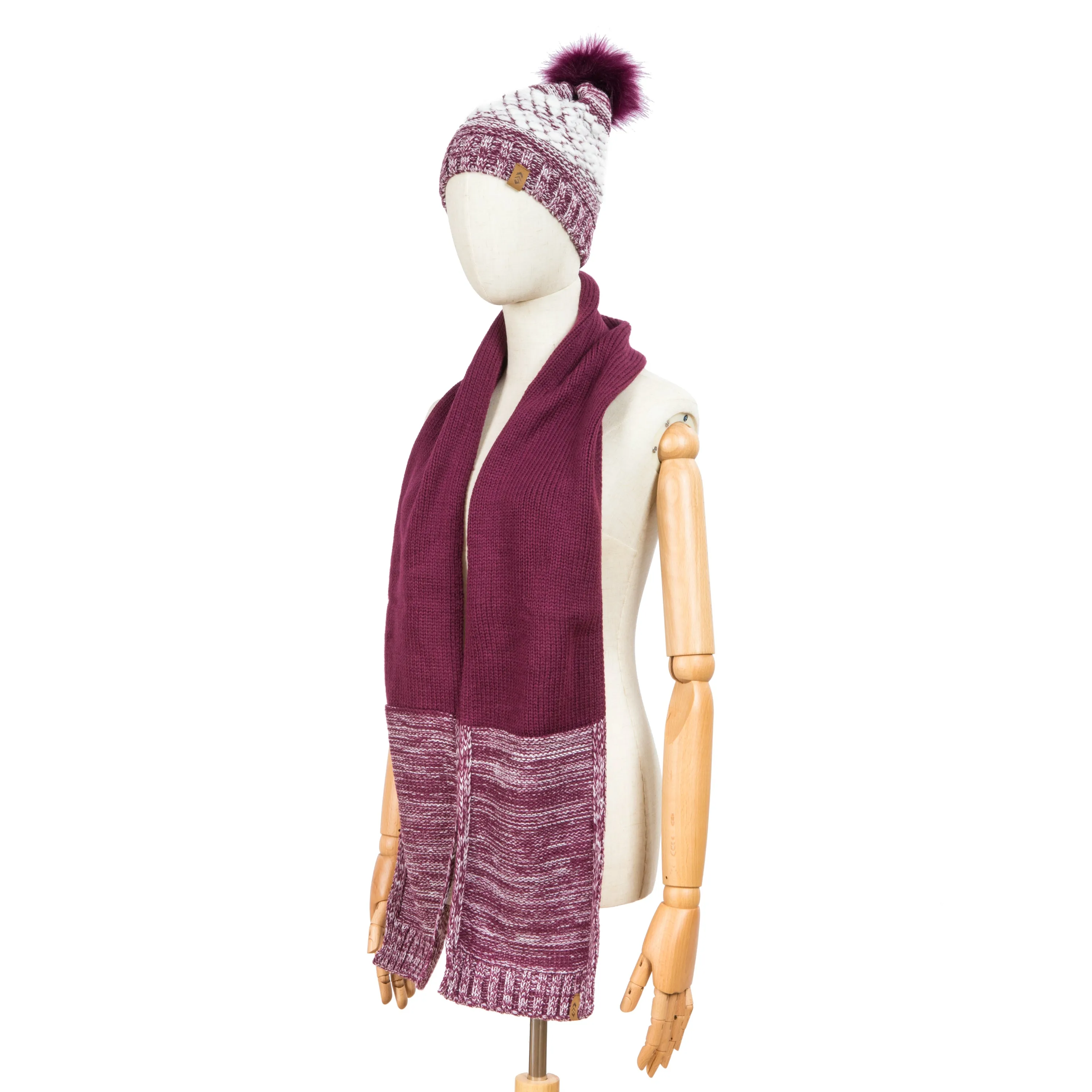 Free Country Scarf Beanie Set for Women (Knit Twist Wine)