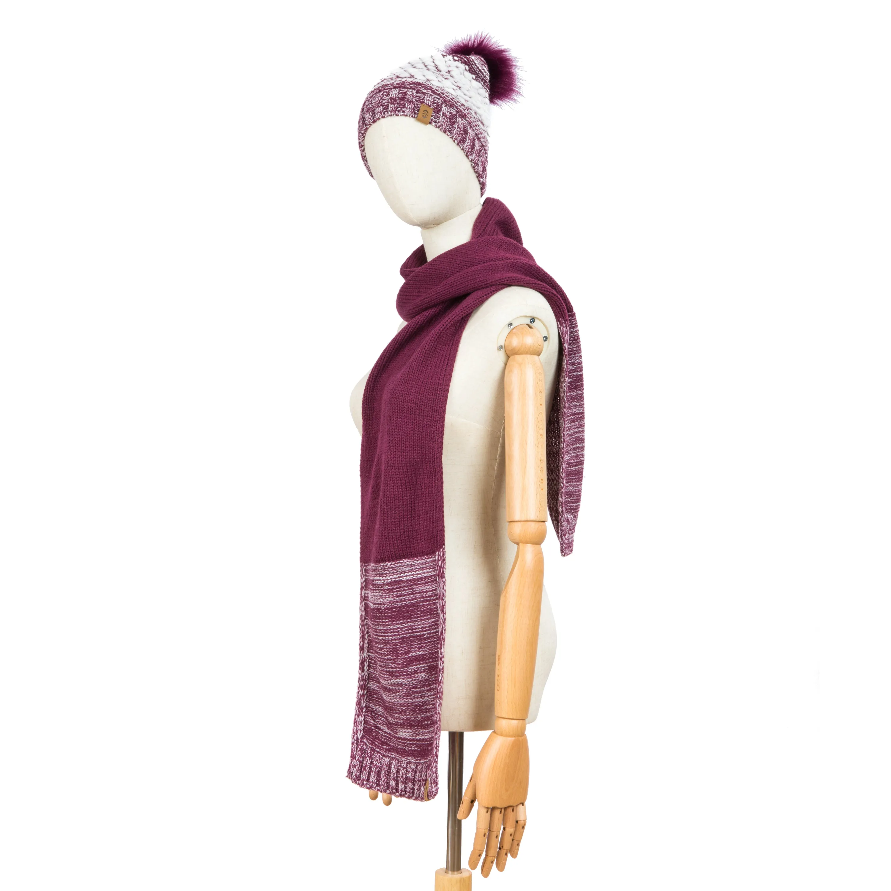 Free Country Scarf Beanie Set for Women (Knit Twist Wine)