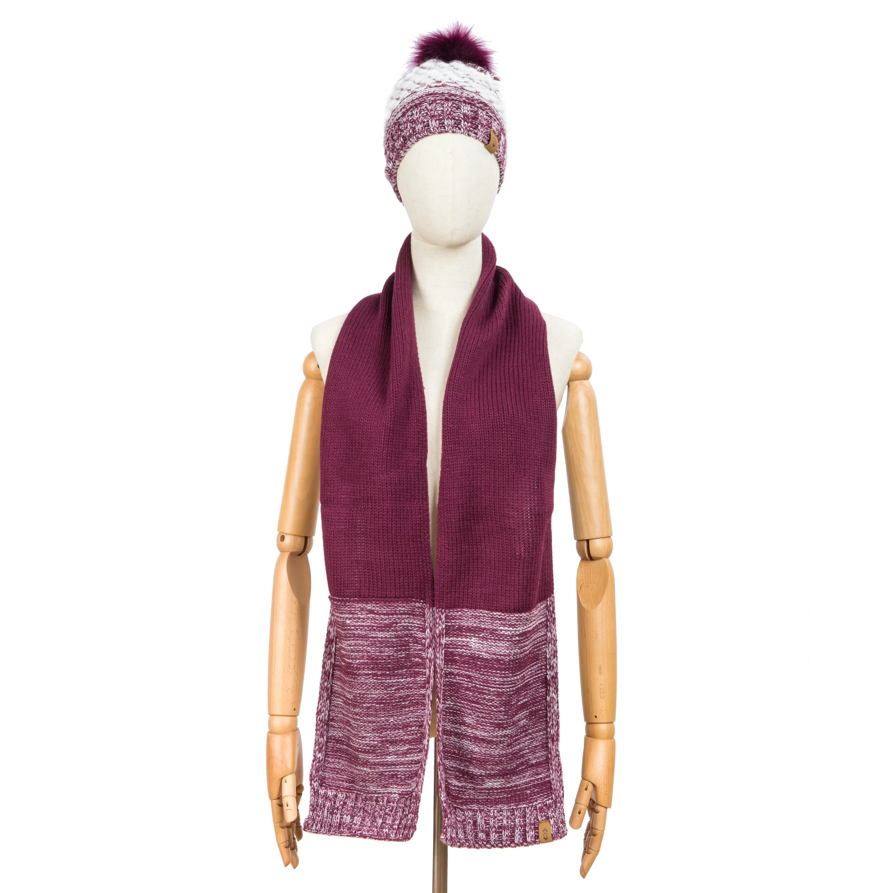 Free Country Scarf Beanie Set for Women (Knit Twist Wine)