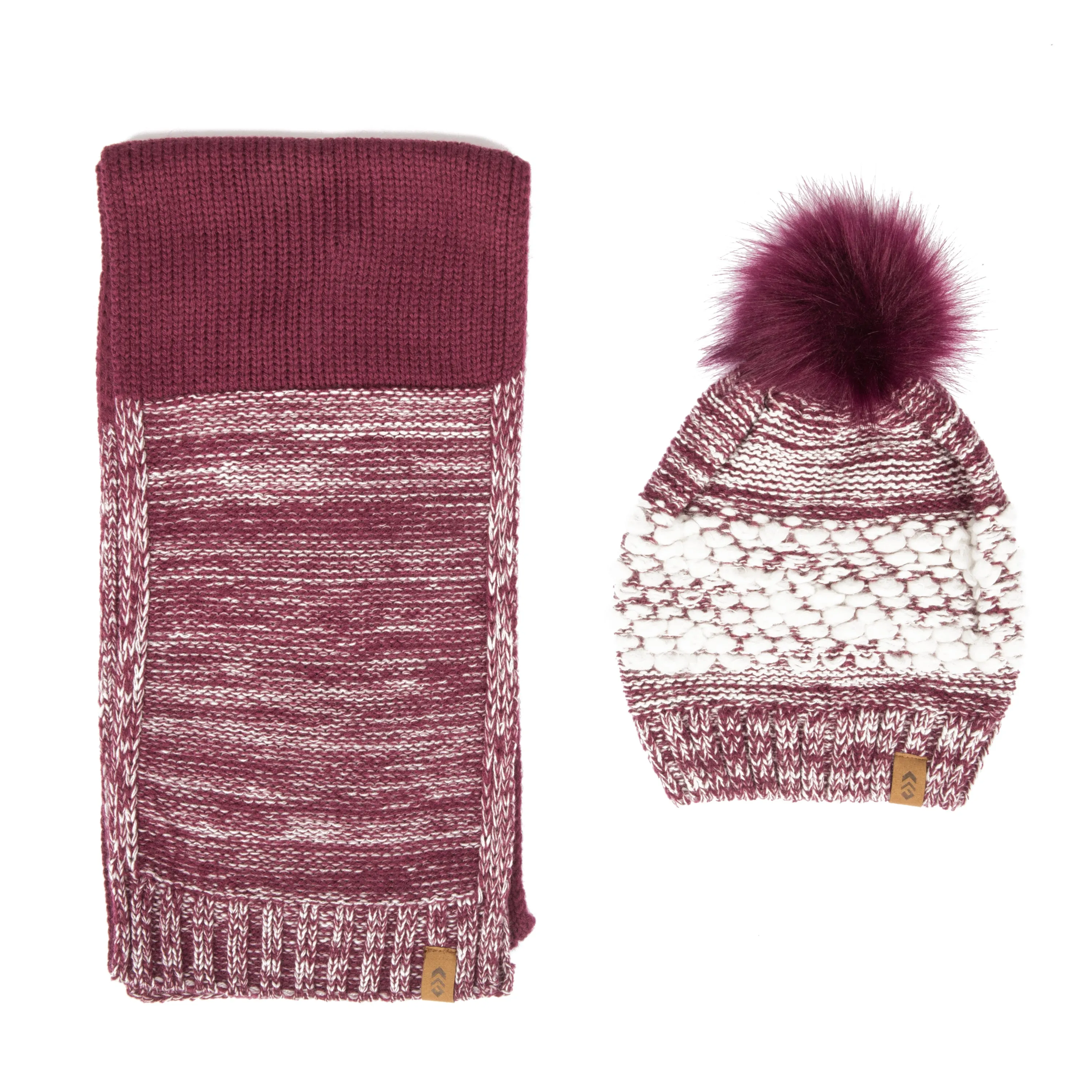 Free Country Scarf Beanie Set for Women (Knit Twist Wine)