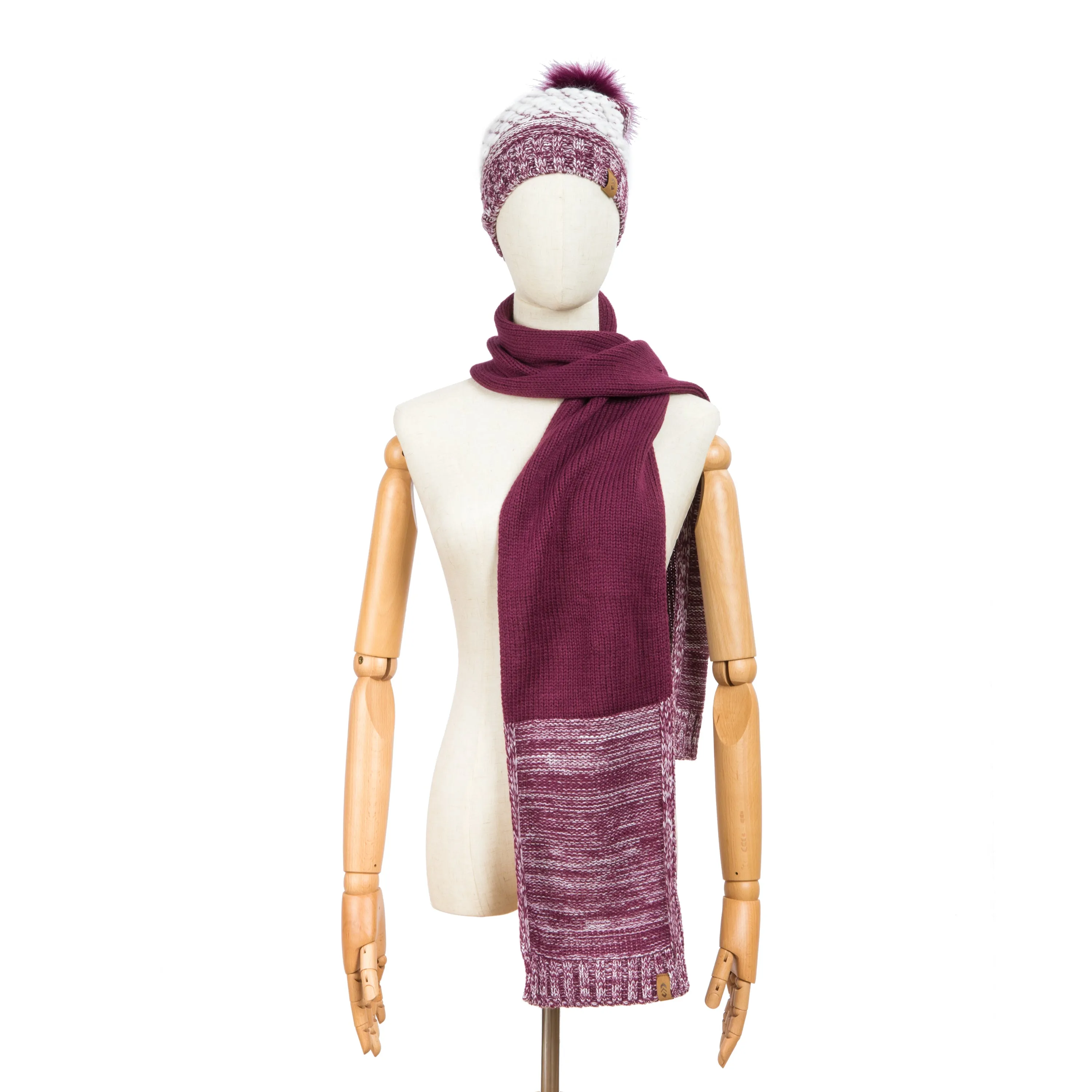 Free Country Scarf Beanie Set for Women (Knit Twist Wine)