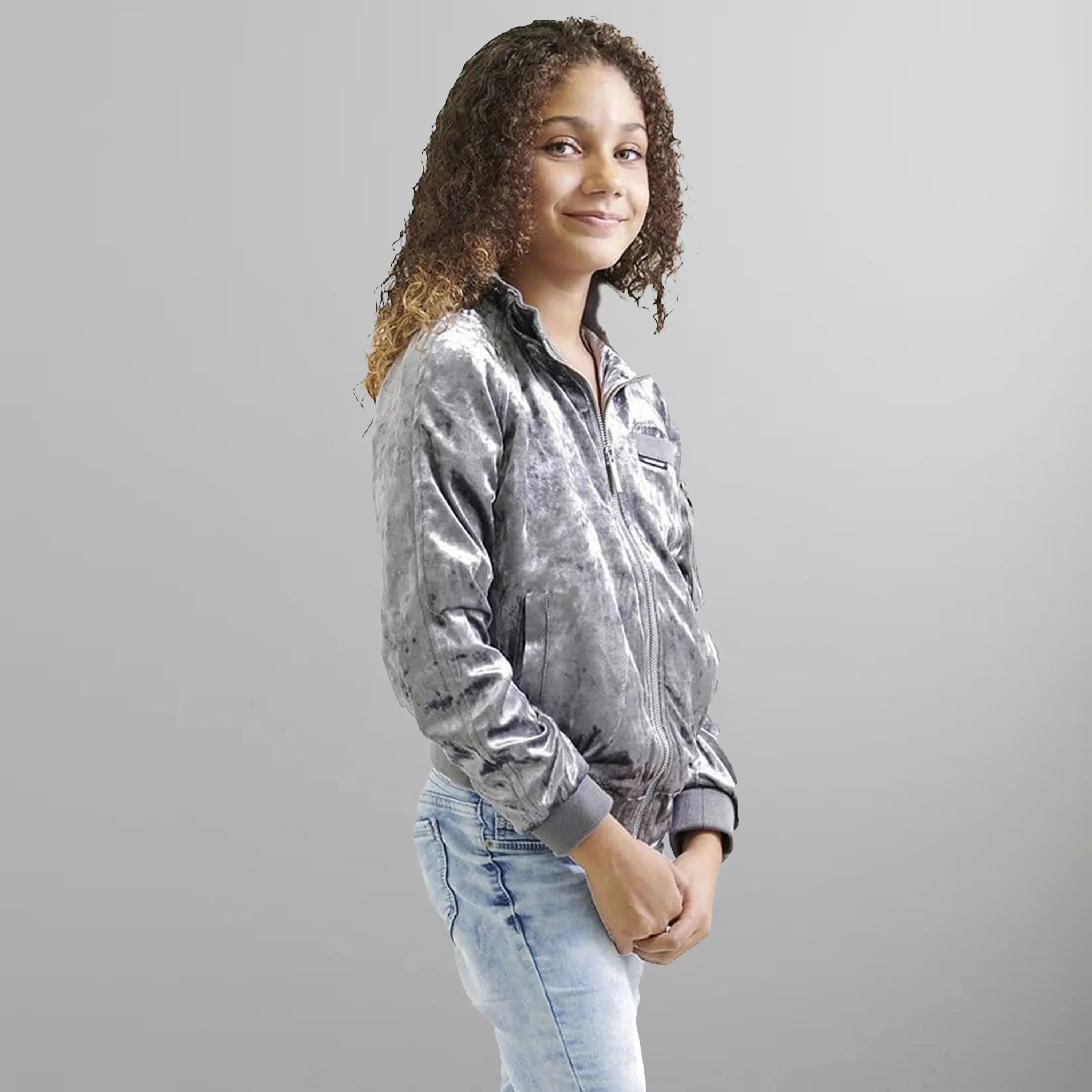Girl's Crushed Velvet Bomber Jacket - FINAL SALE