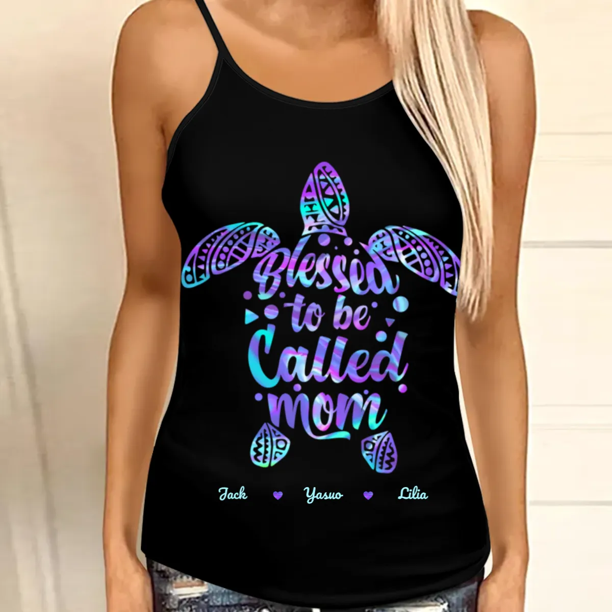 Grandma Turtle Custom Cross Tank Top, Idea Shirt Summer Day, Turtle Lovers