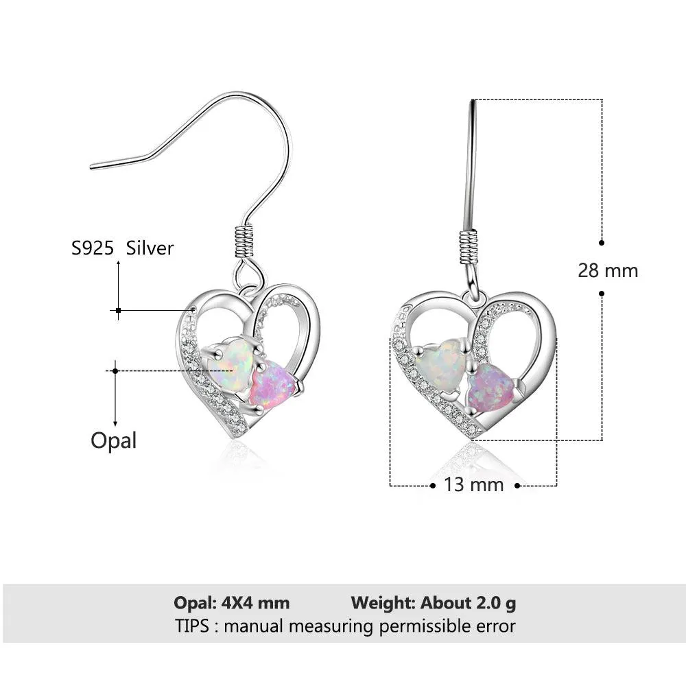 Heart Colorful Opal Stone Earrings for Women Birthday Jewelry for Women
