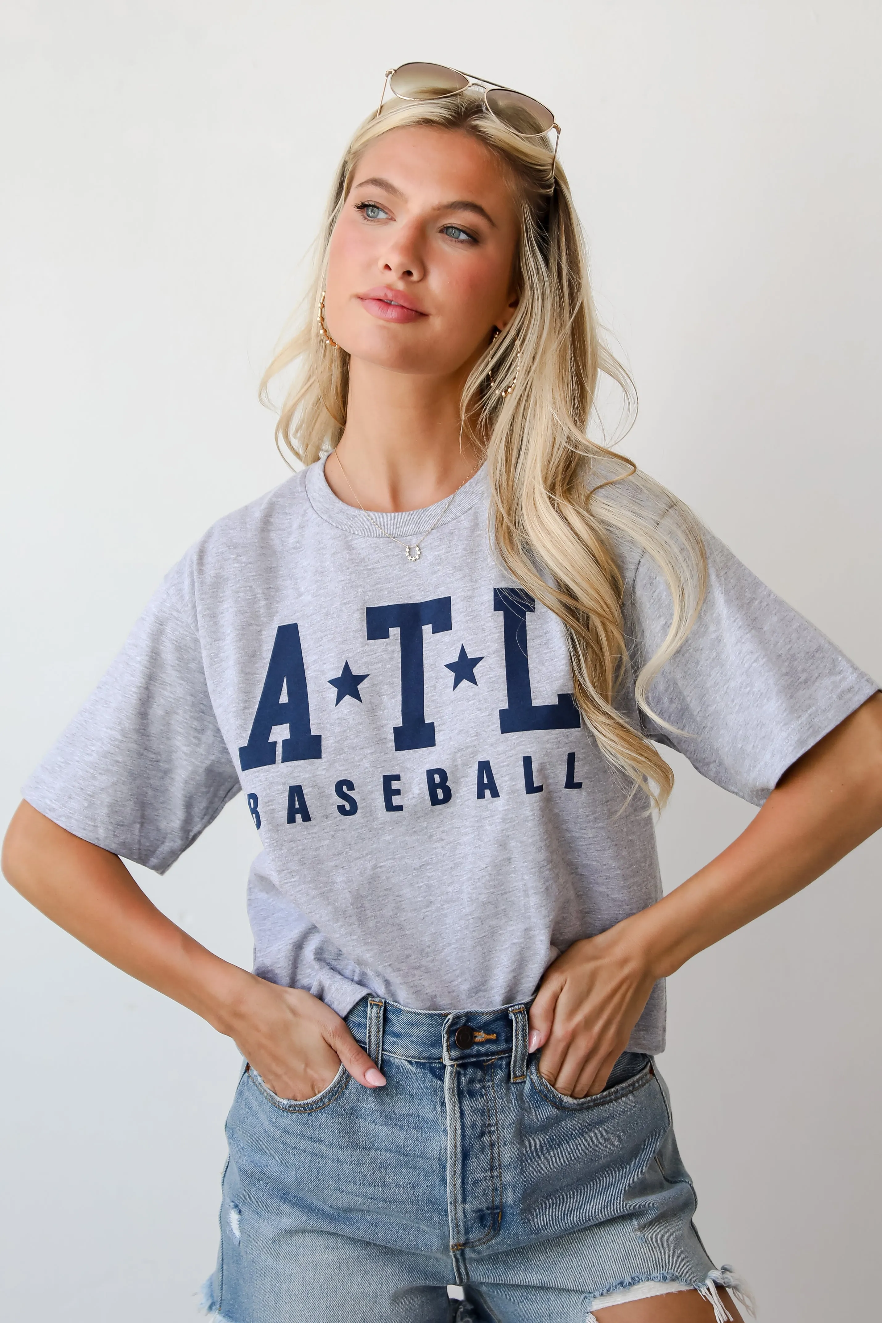 Heather Grey ATL Baseball Cropped Tee
