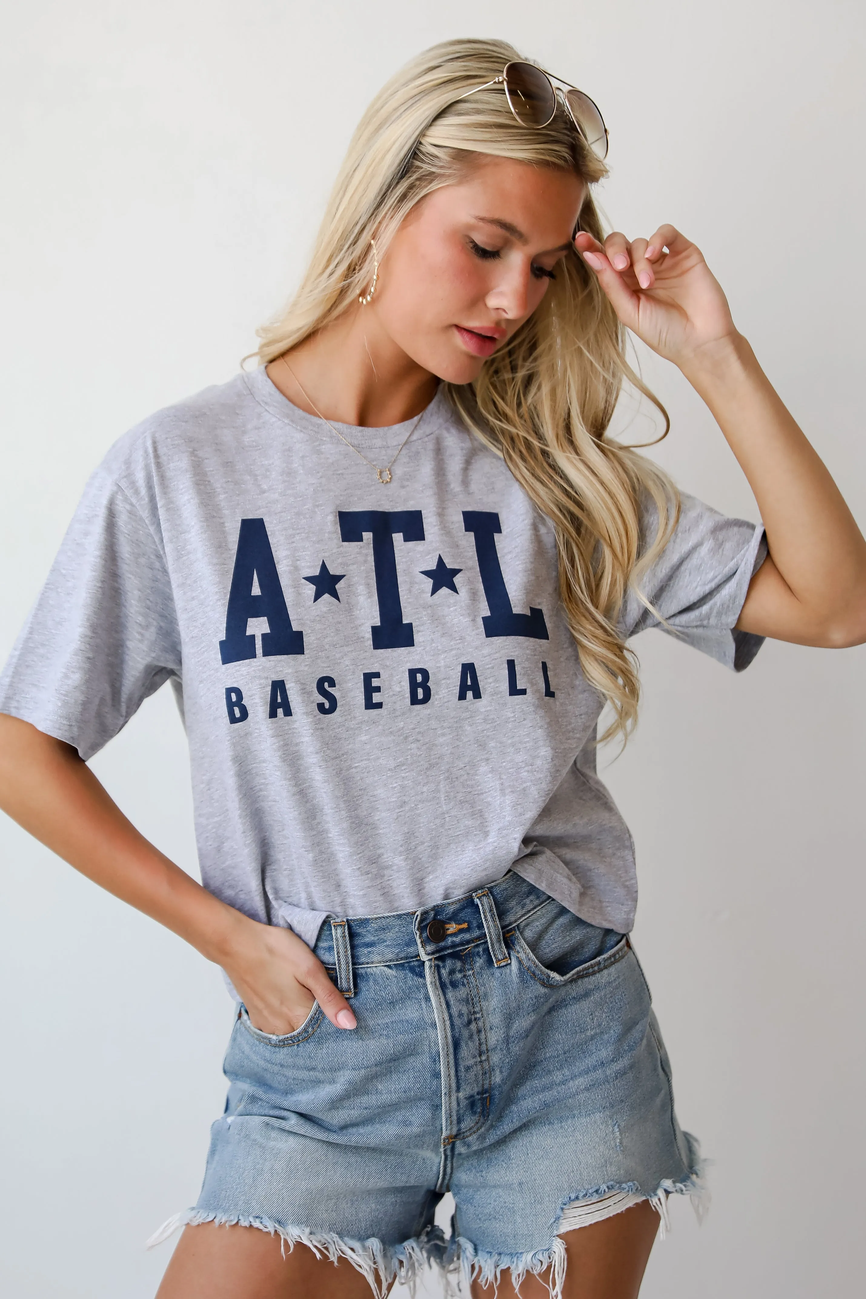 Heather Grey ATL Baseball Cropped Tee