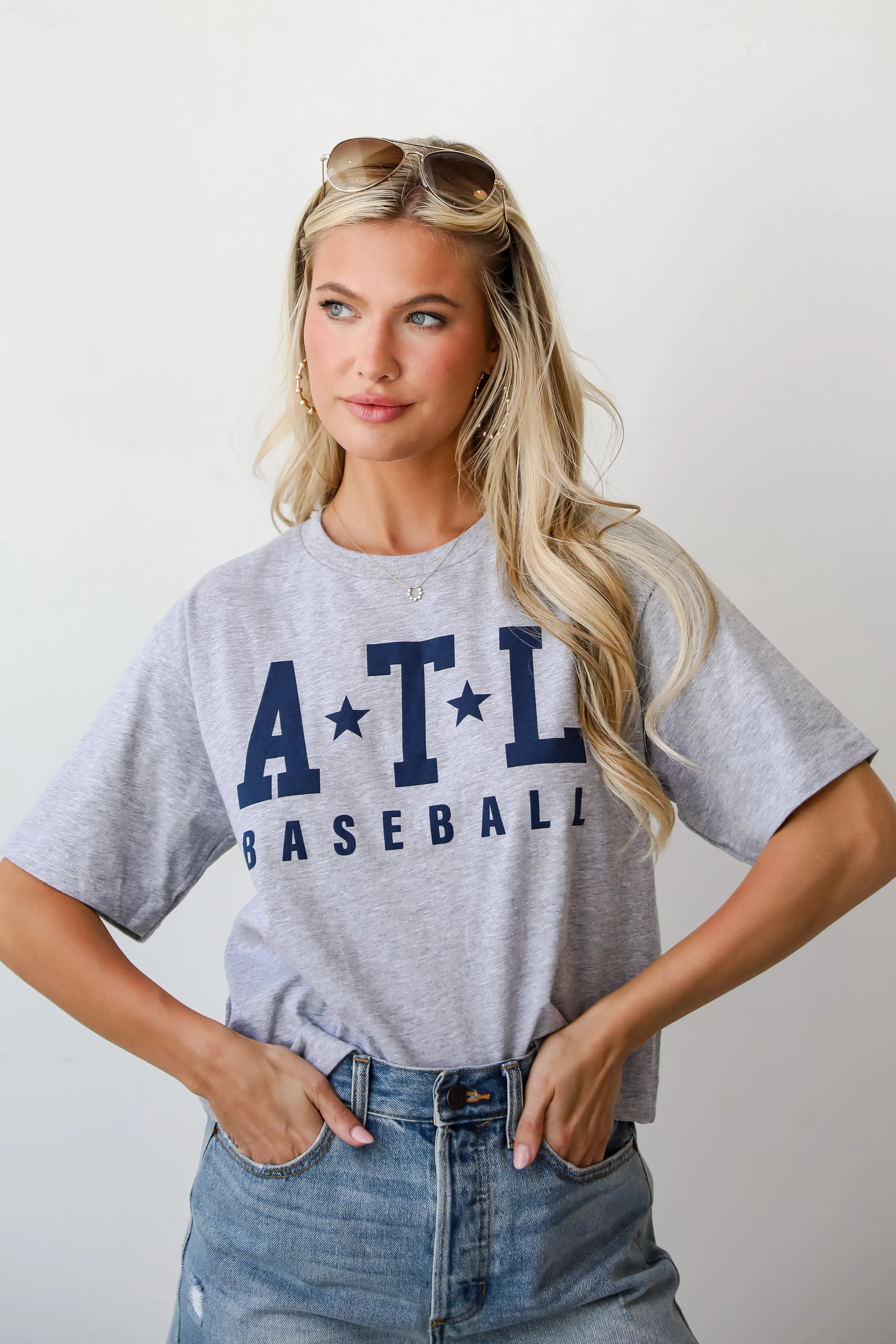 Heather Grey ATL Baseball Cropped Tee