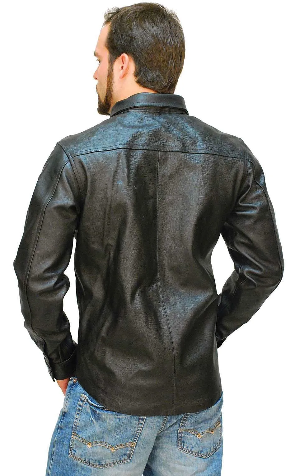 Heavy Snap Up Biker Leather Shirt - Special #MS778SP ()