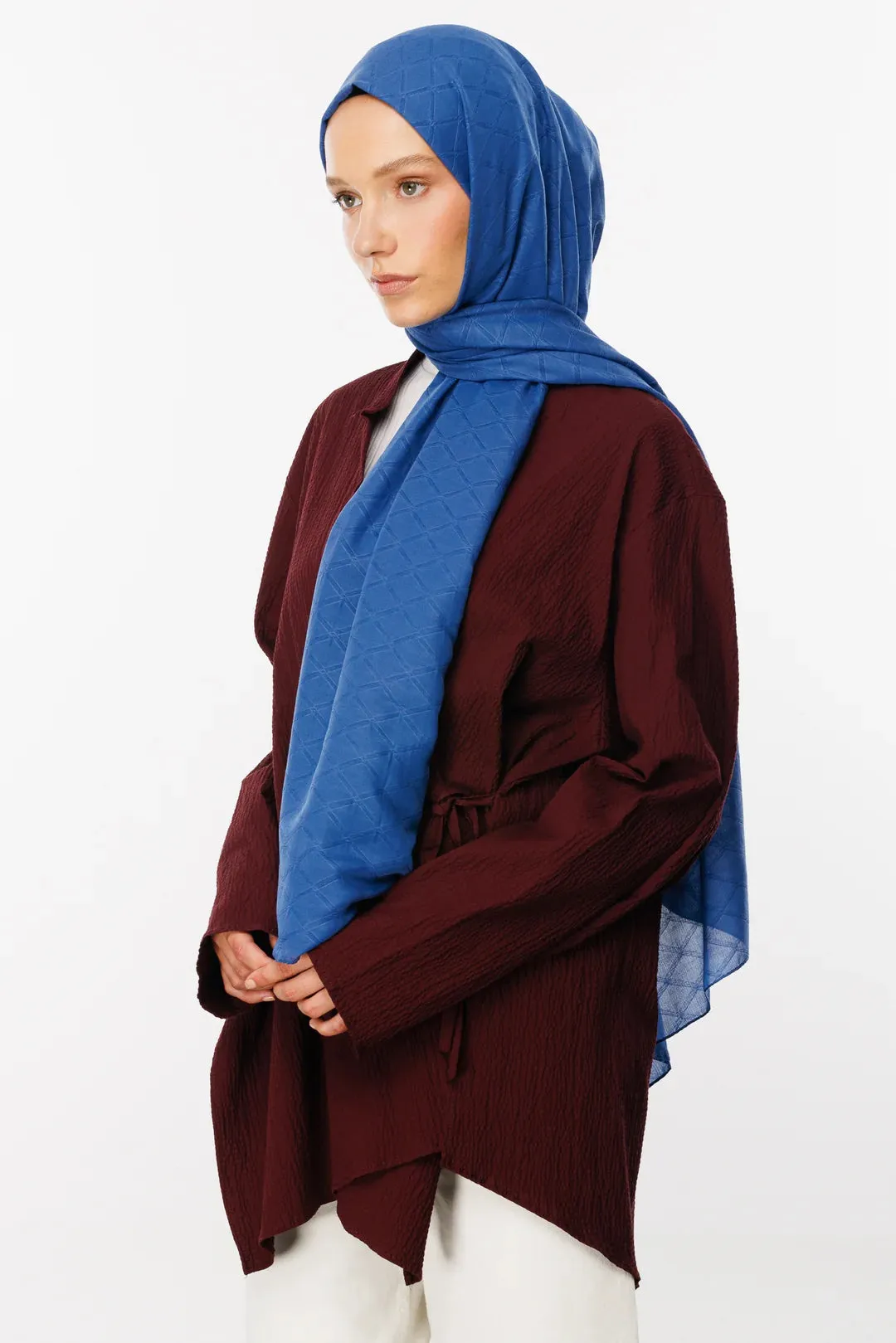 Indigo Bamboo Jacquard Hijab