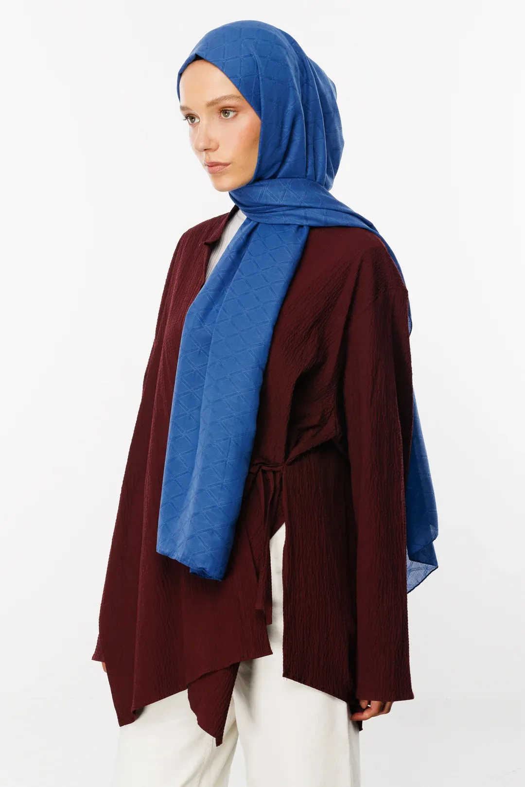 Indigo Bamboo Jacquard Hijab