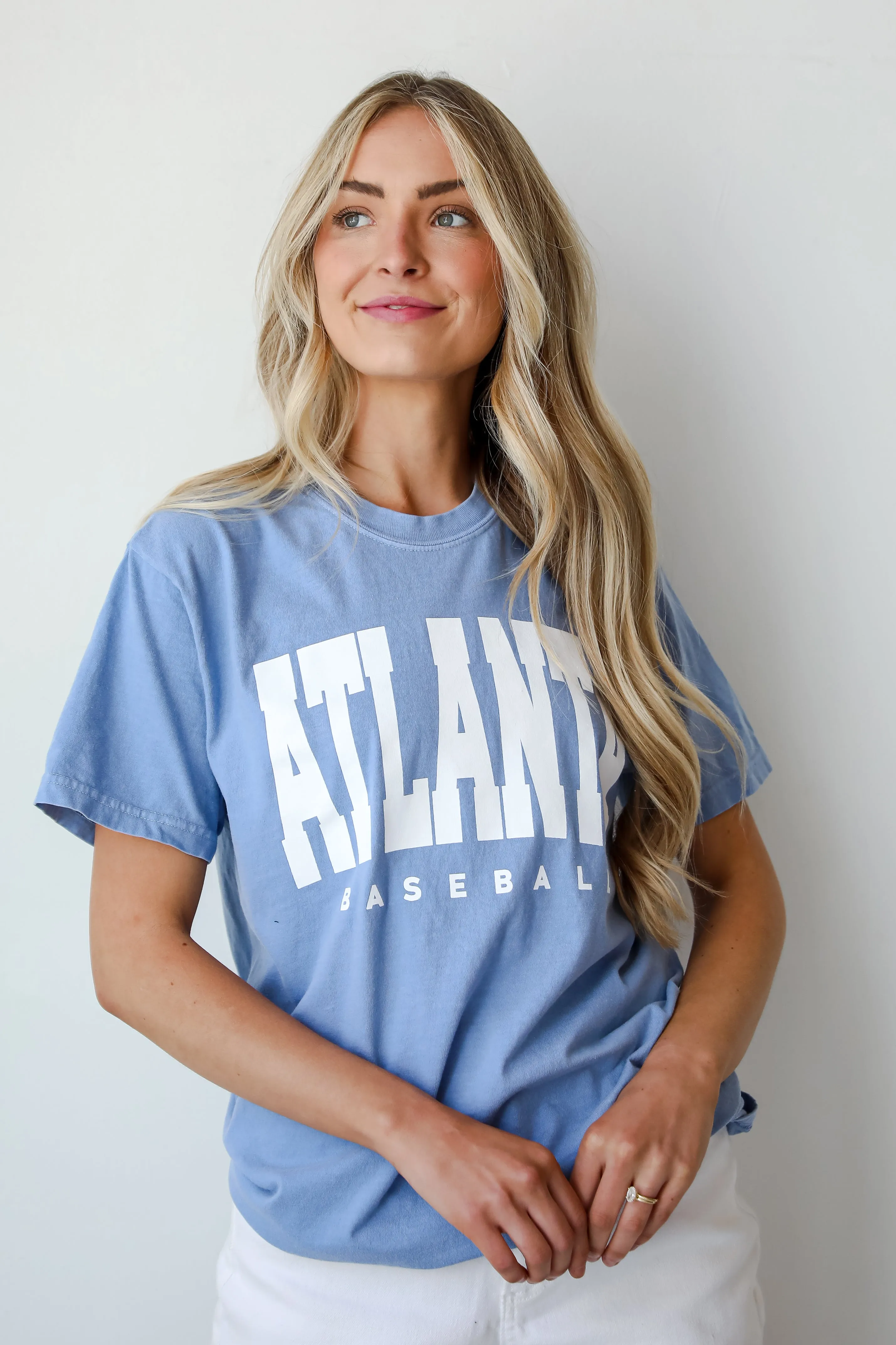 Light Blue Atlanta Baseball Tee
