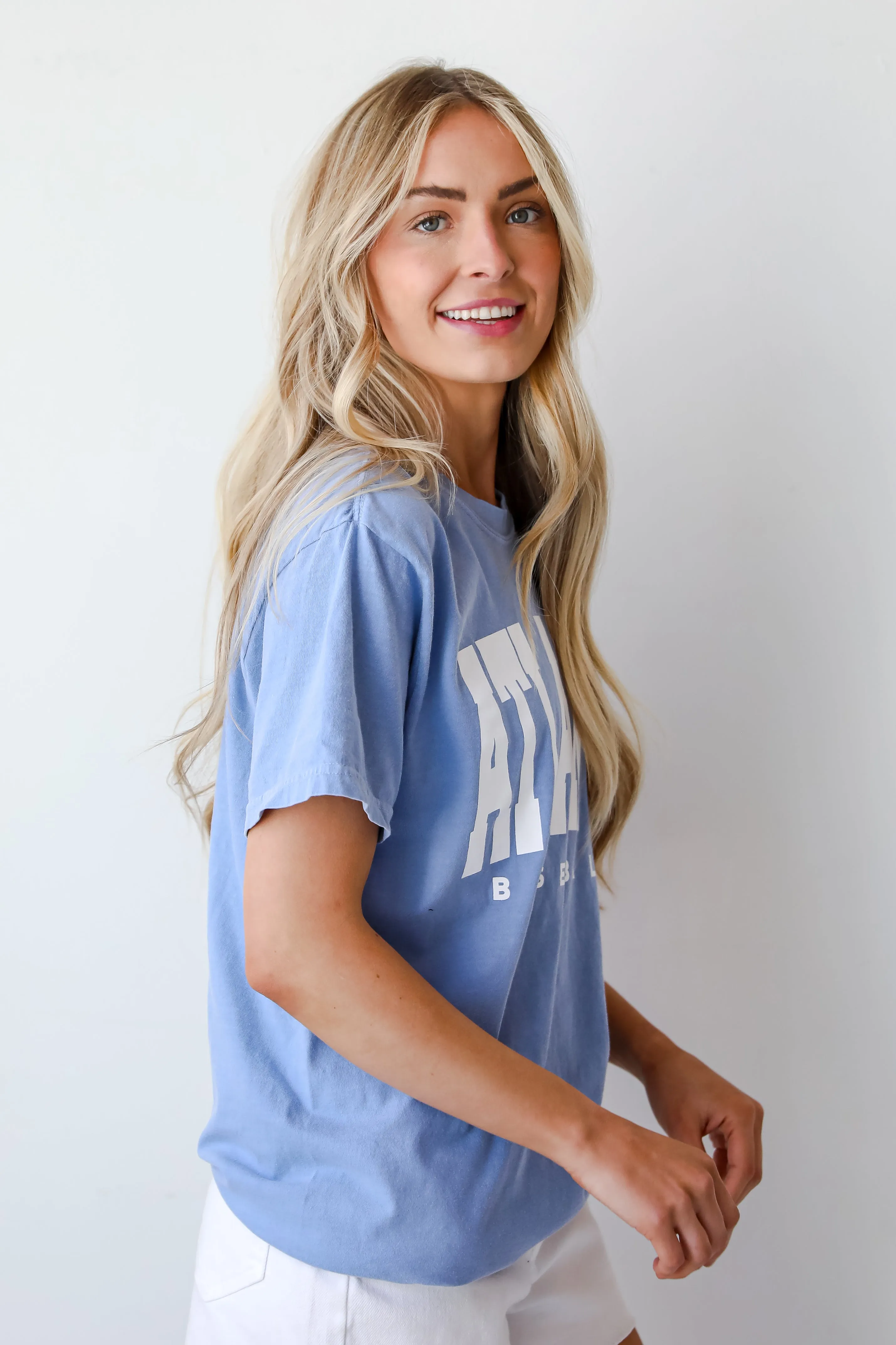 Light Blue Atlanta Baseball Tee