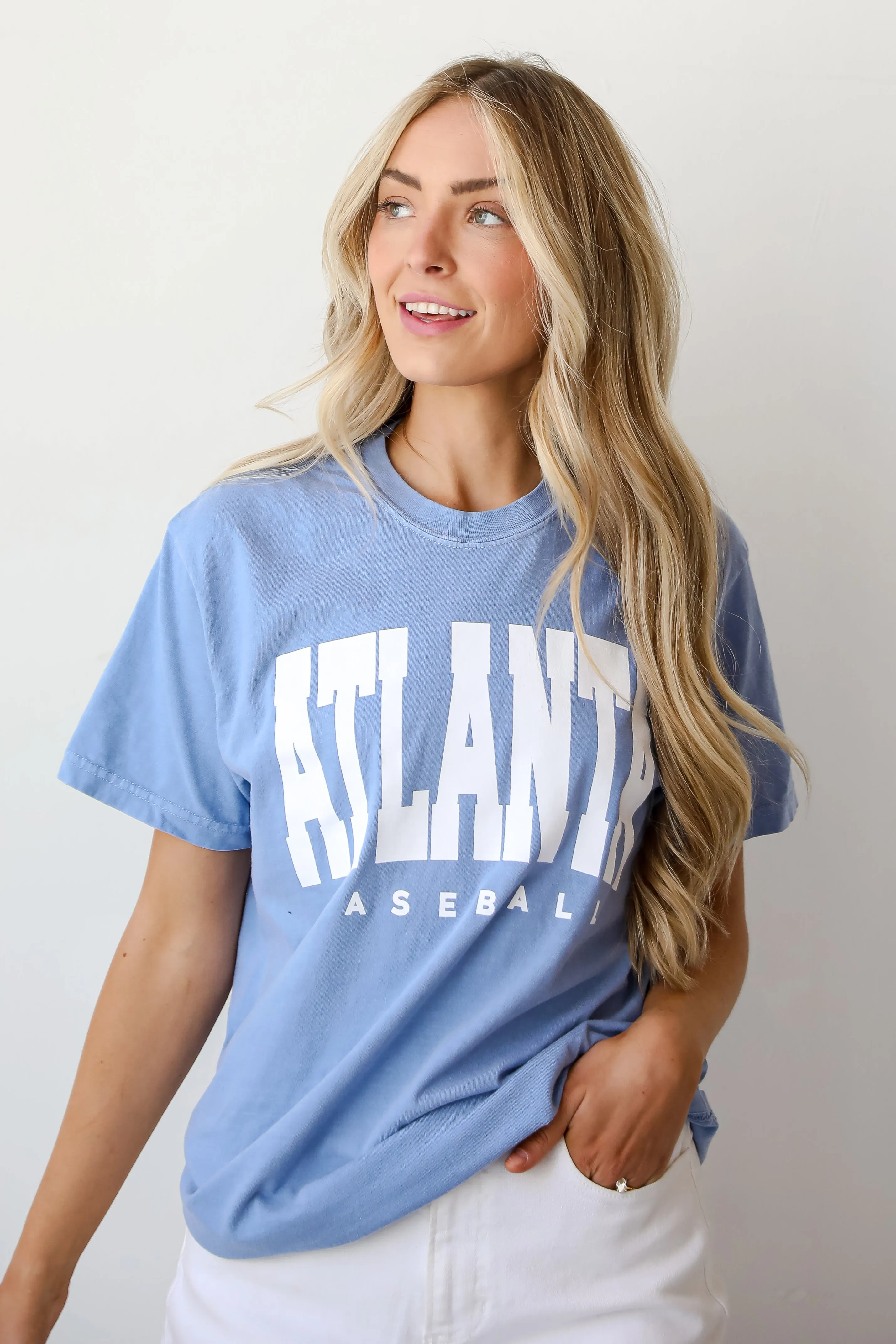 Light Blue Atlanta Baseball Tee