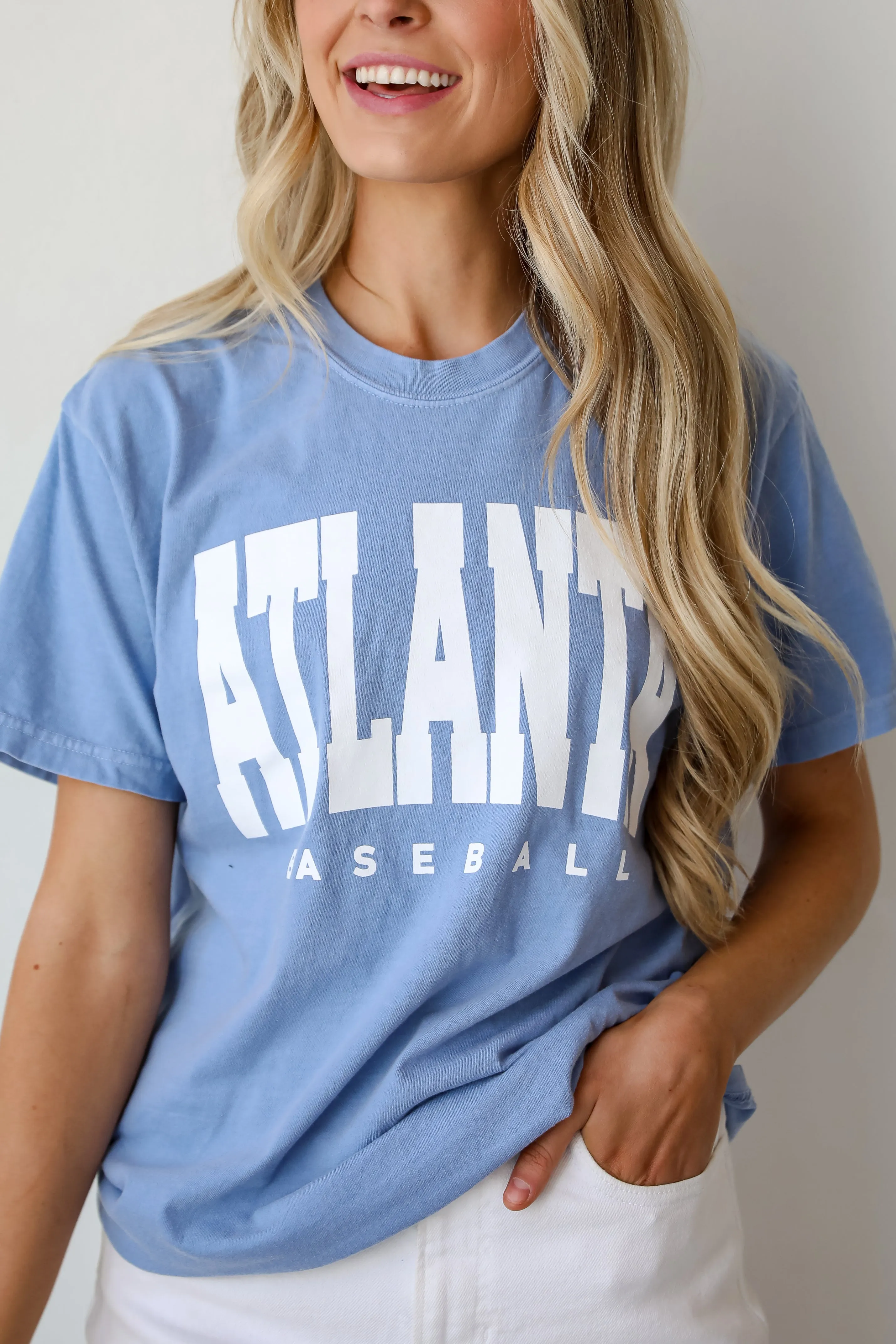 Light Blue Atlanta Baseball Tee