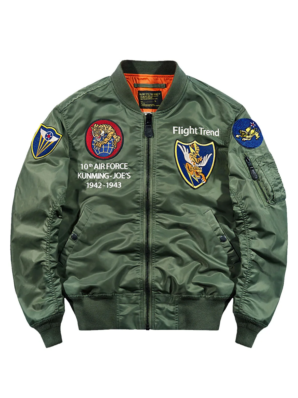 MA-1 Flight Jacket with Flying Tigers Embroidery – Vintage Bomber Jacket