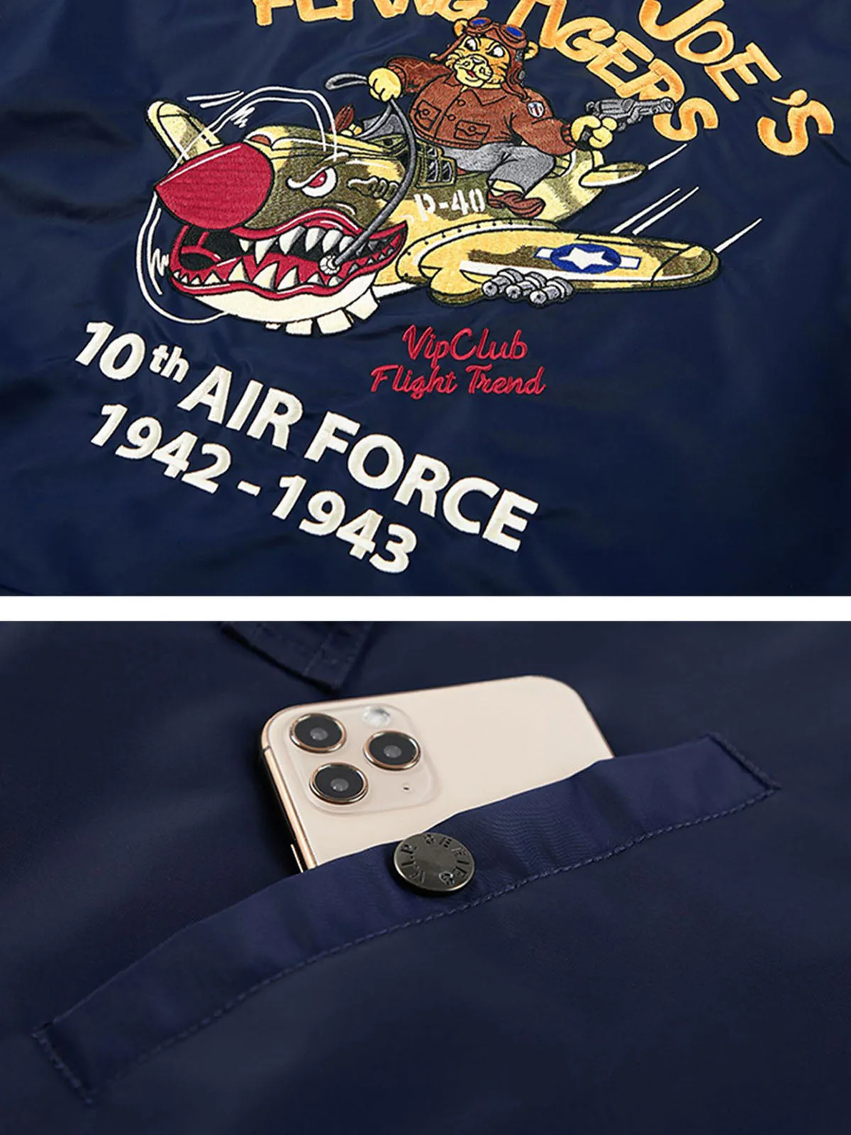 MA-1 Flight Jacket with Flying Tigers Embroidery – Vintage Bomber Jacket
