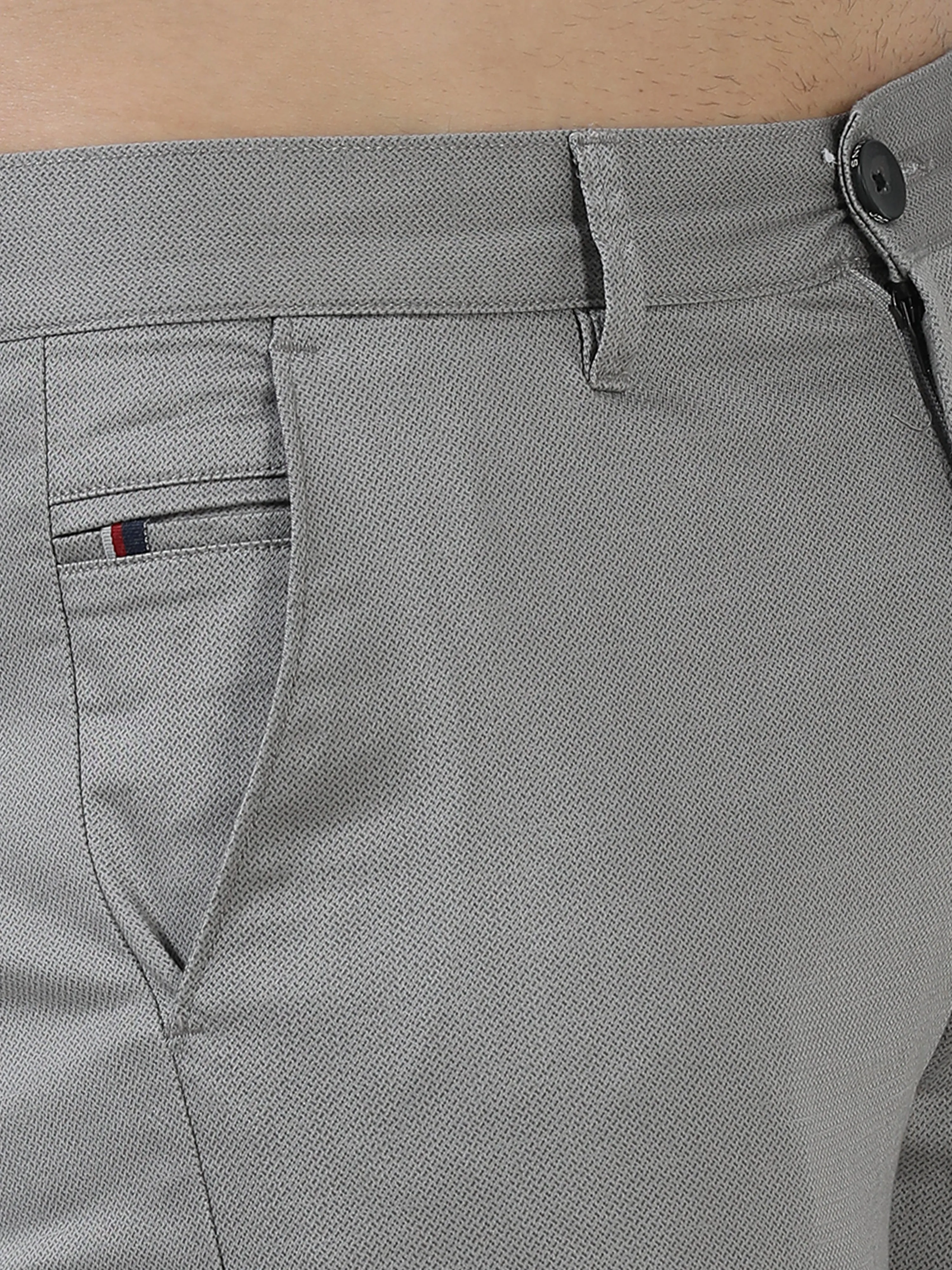 MEN'S GREY PRINT SLIM FIT TROUSER