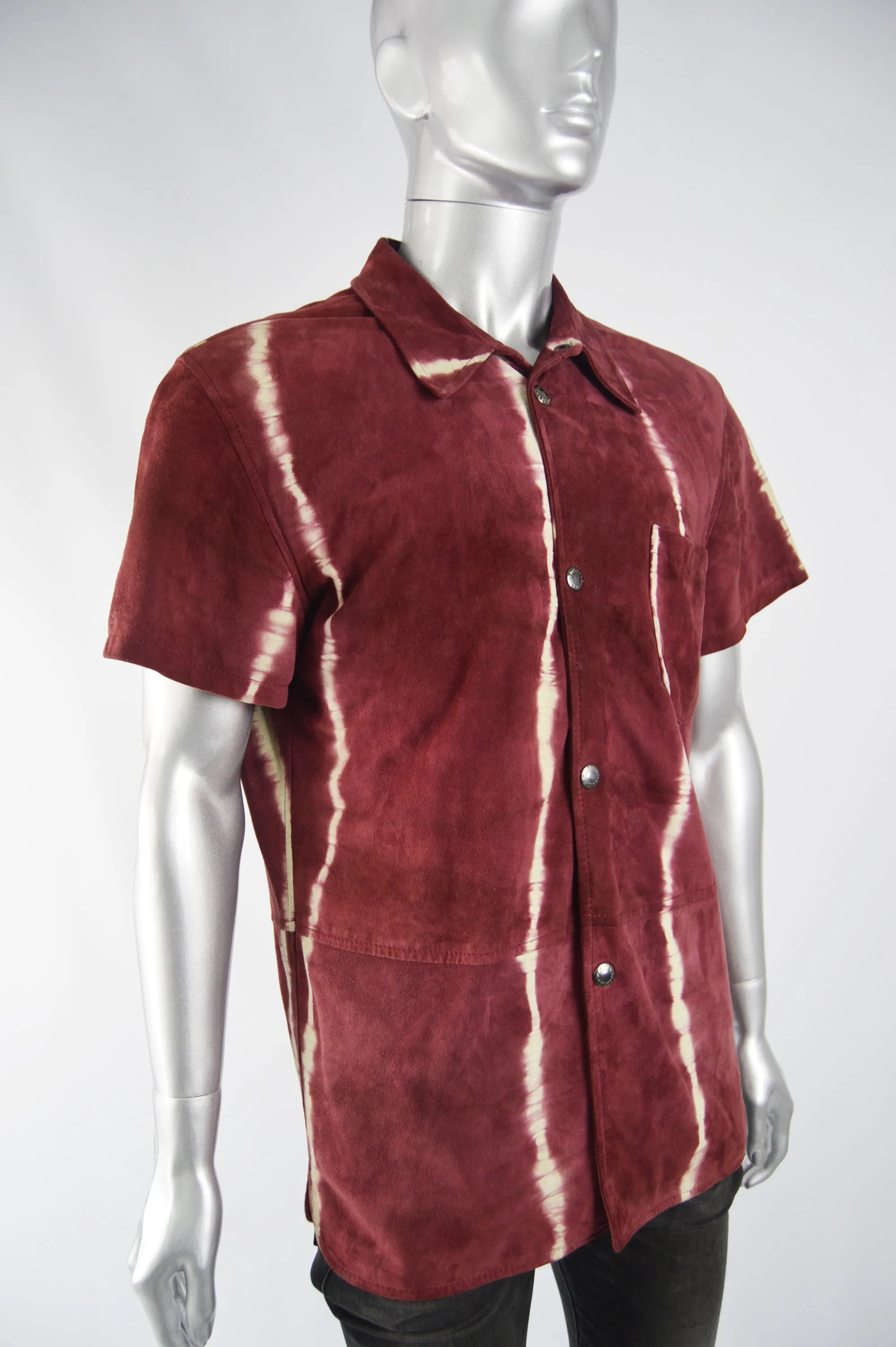 Mens Vintage Dyed Red Suede Shirt, 1990s
