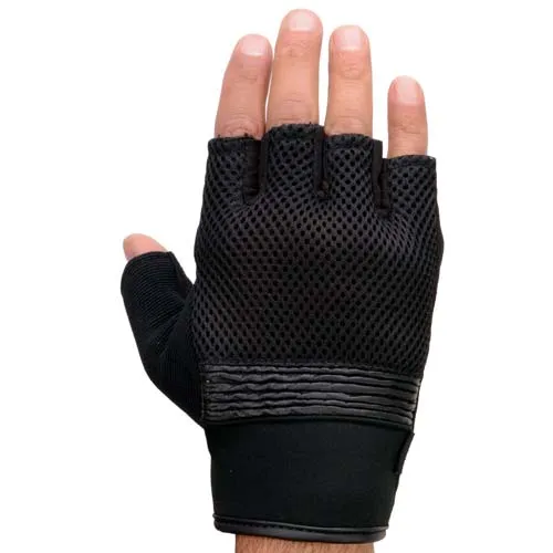 Milwaukee Leather MG7590 Men's Black ‘Amara Cloth’ Gel Palm Fingerless Motorcycle Hand Gloves W/ Breathable Mesh Material