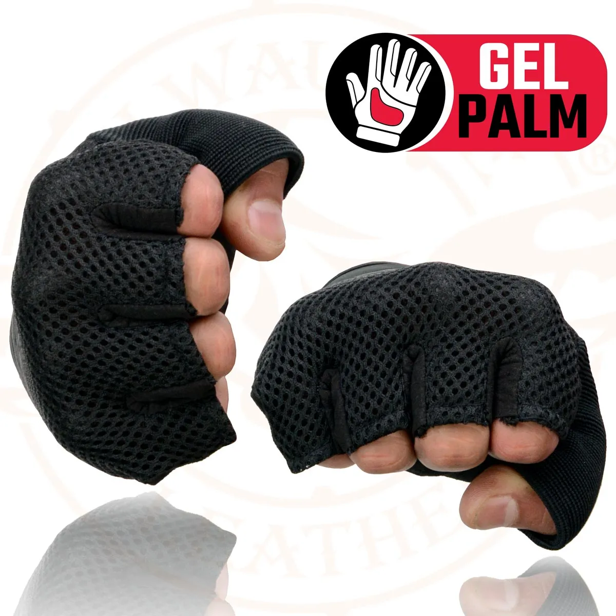 Milwaukee Leather MG7590 Men's Black ‘Amara Cloth’ Gel Palm Fingerless